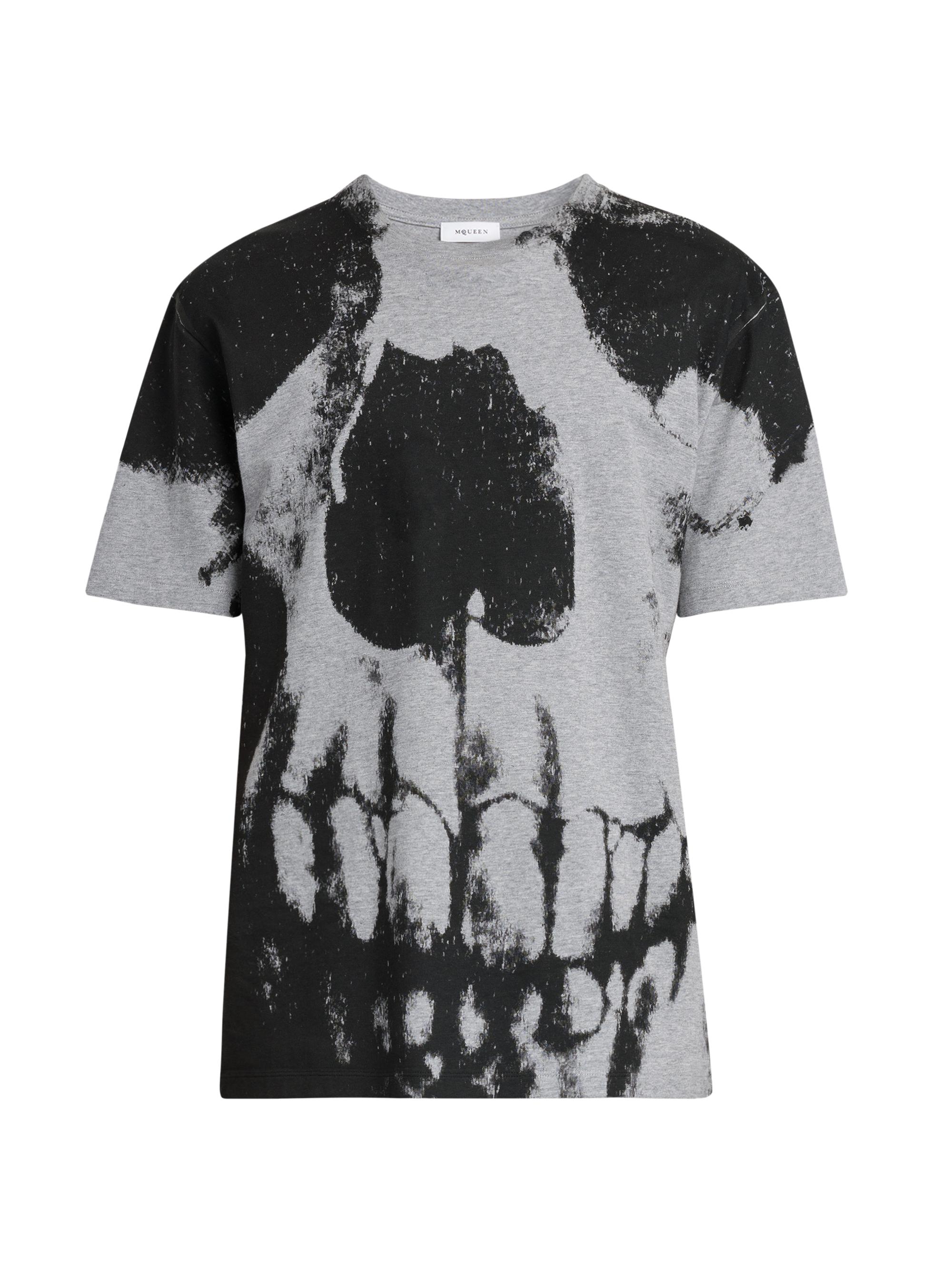 McQueen Men's Skull Cotton Crewneck T-Shirt - Grey