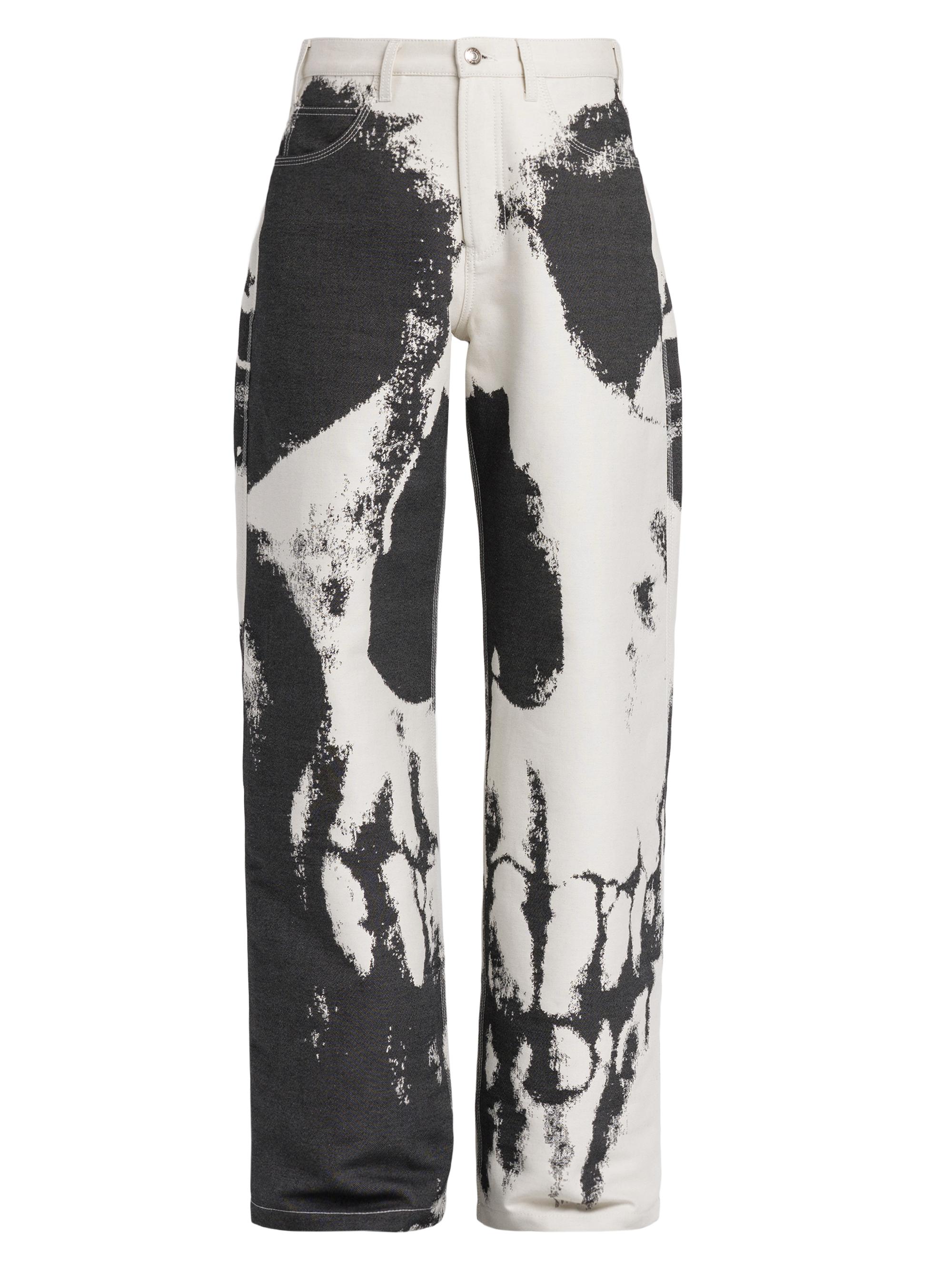 McQueen Men's Skull Paint Carpenter Jeans -  Black