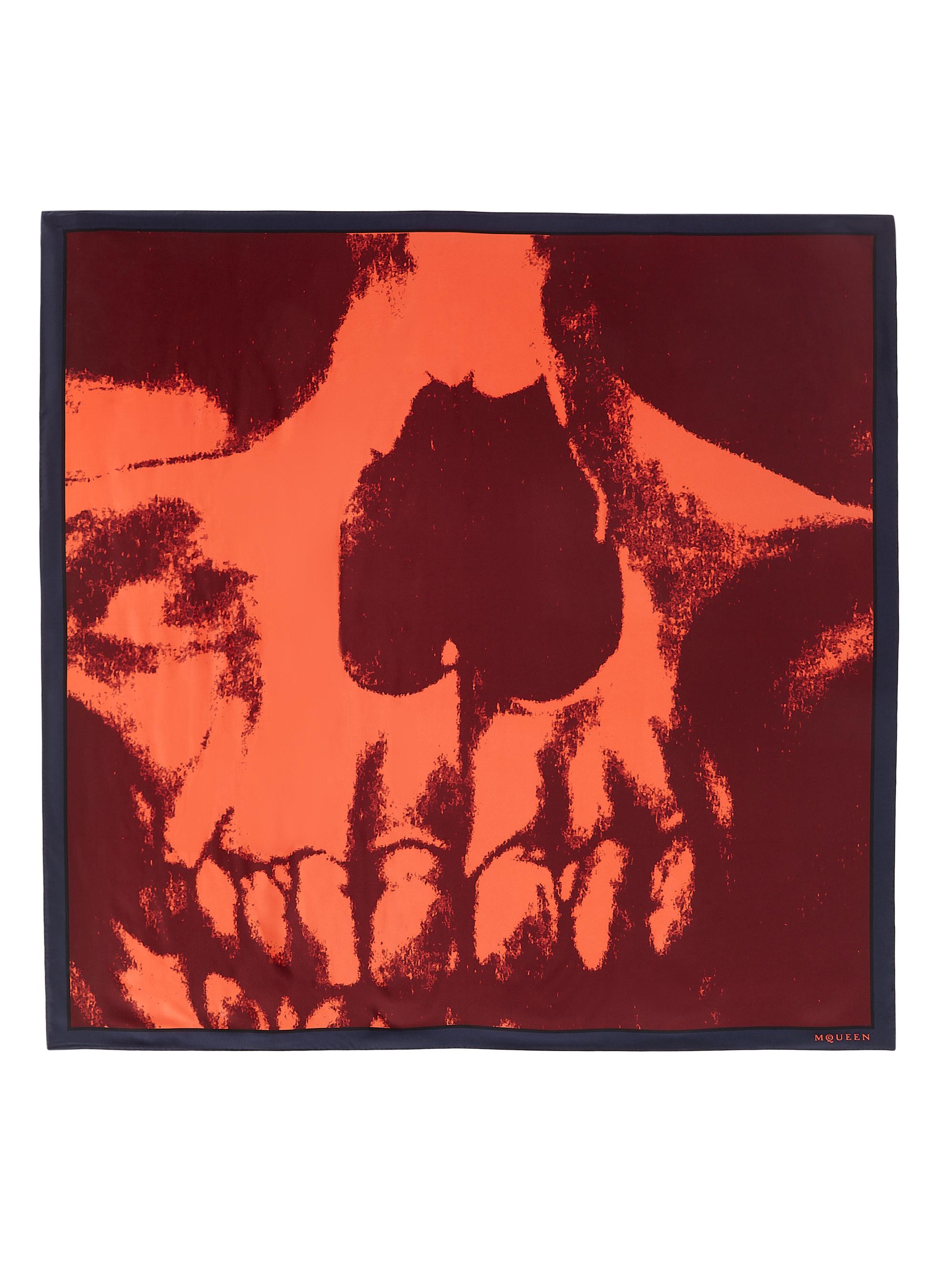 McQueen Women's Exploded Skull Silk Twill Scarf - Coral Burgundy
