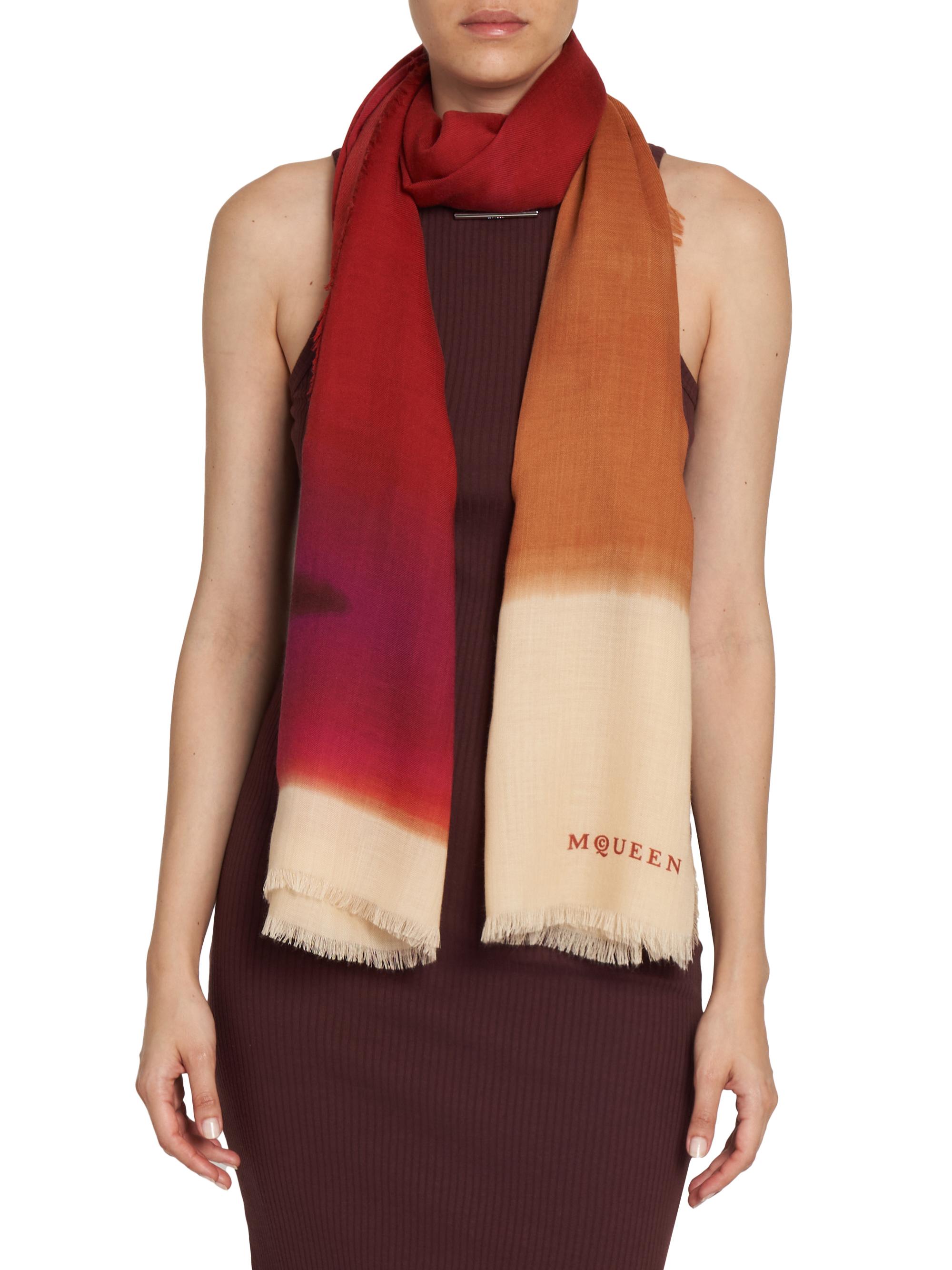 McQueen Women's St. Gradient Cashmere Scarf - Ochre Red