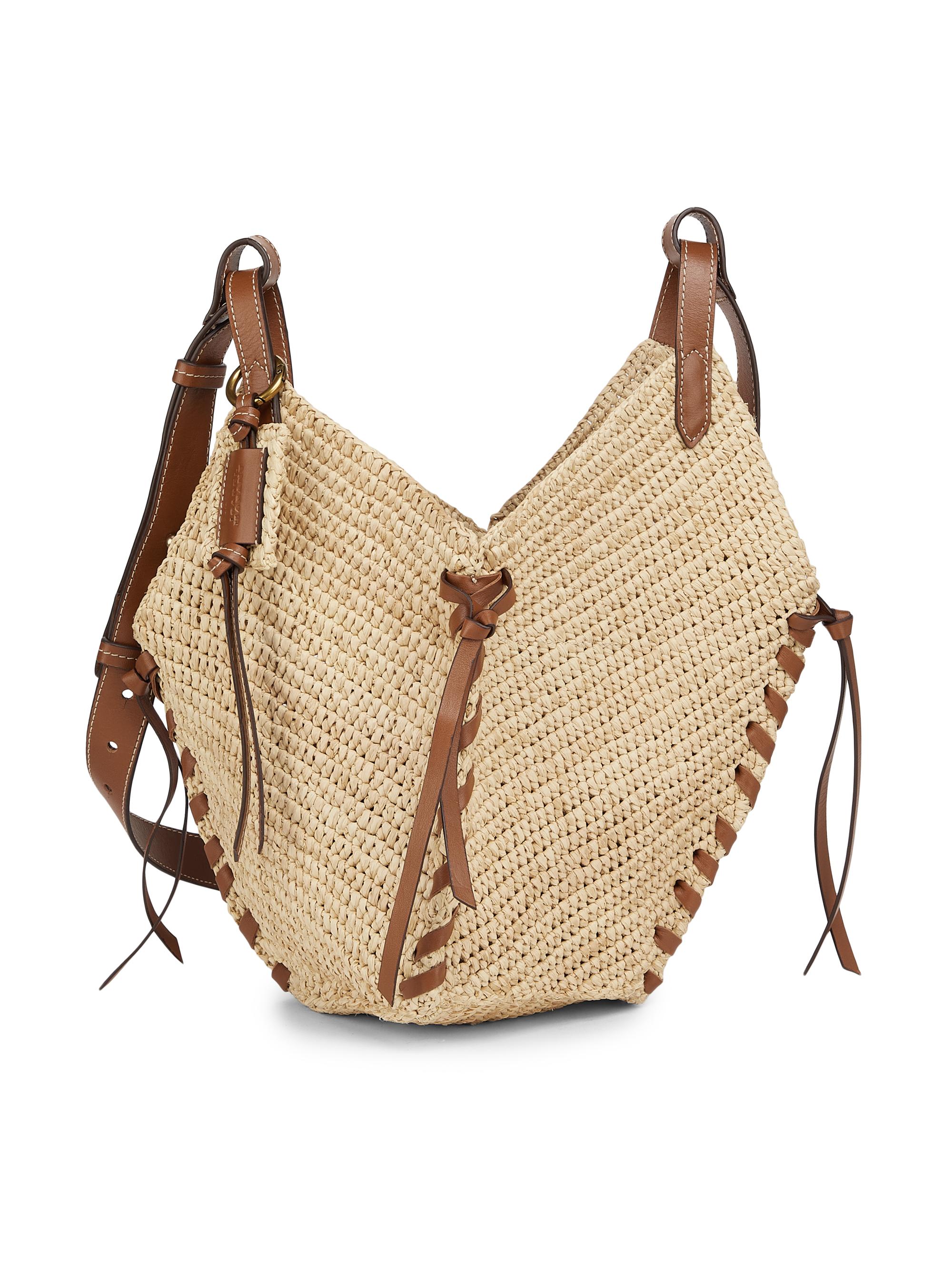 Isabel Marant Women's Tampa Mini Raffia Shoulder Bag - Natural Cognac
