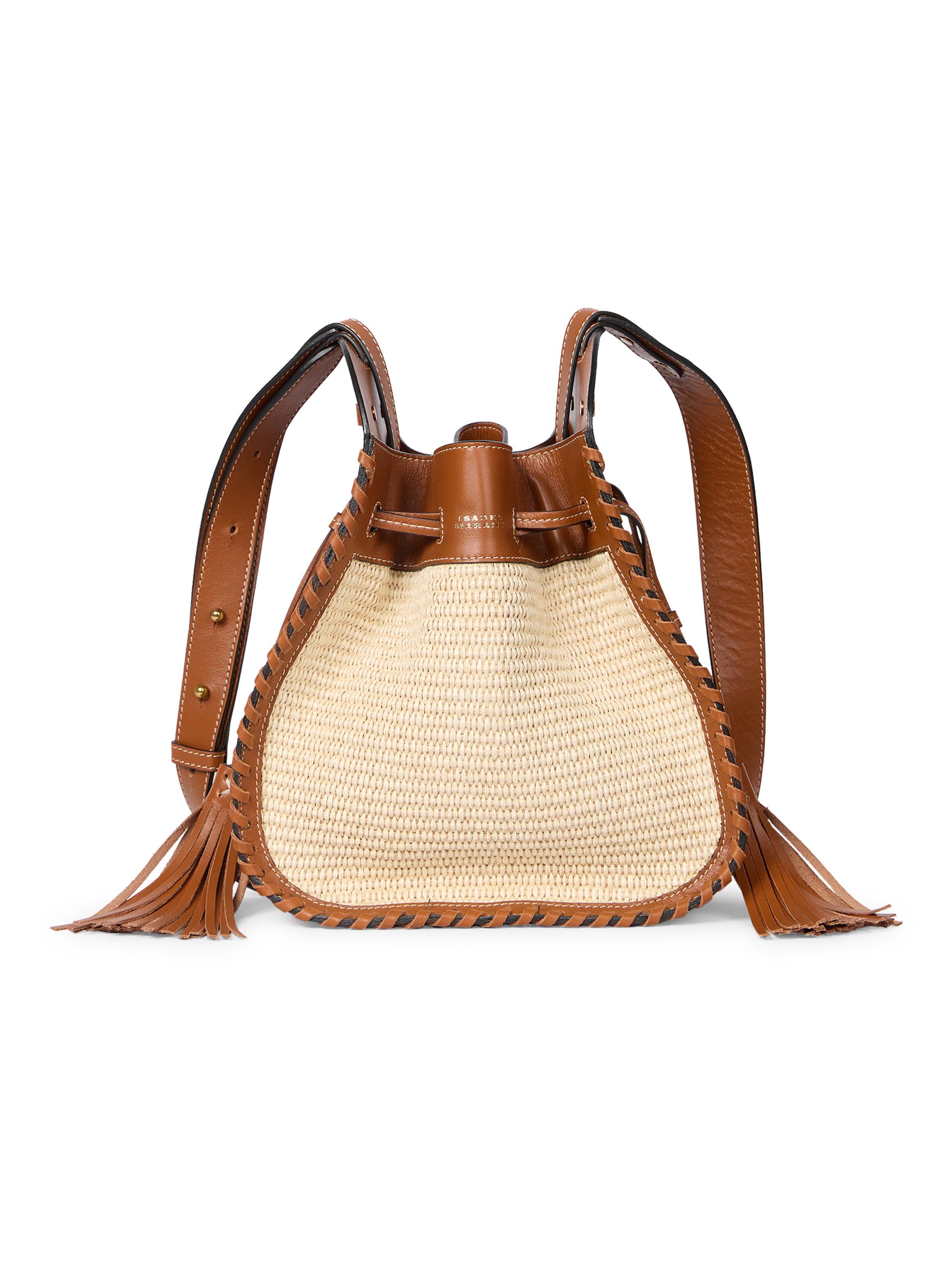 Isabel Marant Women's Silao Cotton-Blend Leather-Trimmed Bucket Bag - Natural Cognac