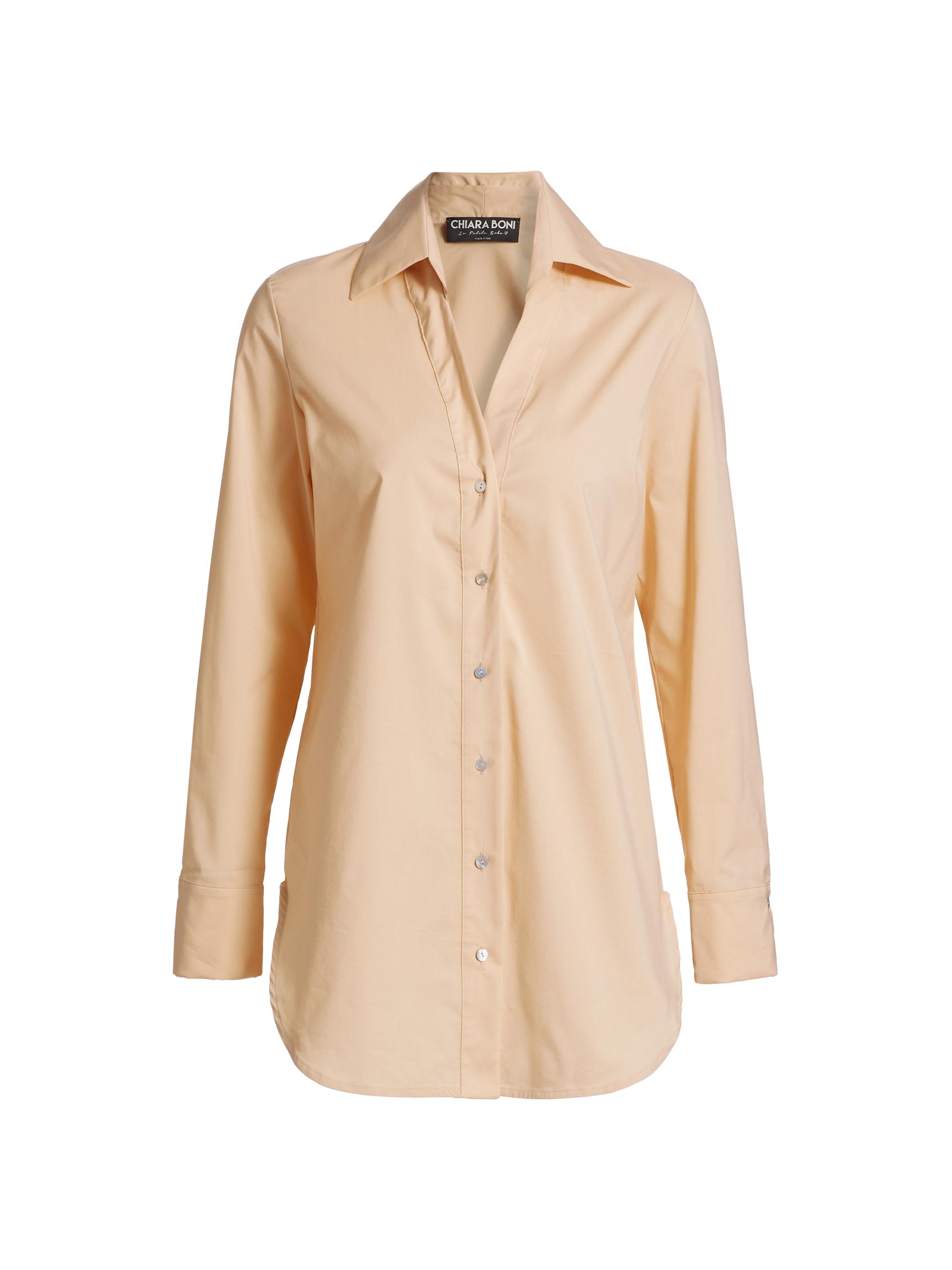 Chiara Boni La Petite Robe Women's Atena Cotton-Blend Button-Front Shirt - Desert