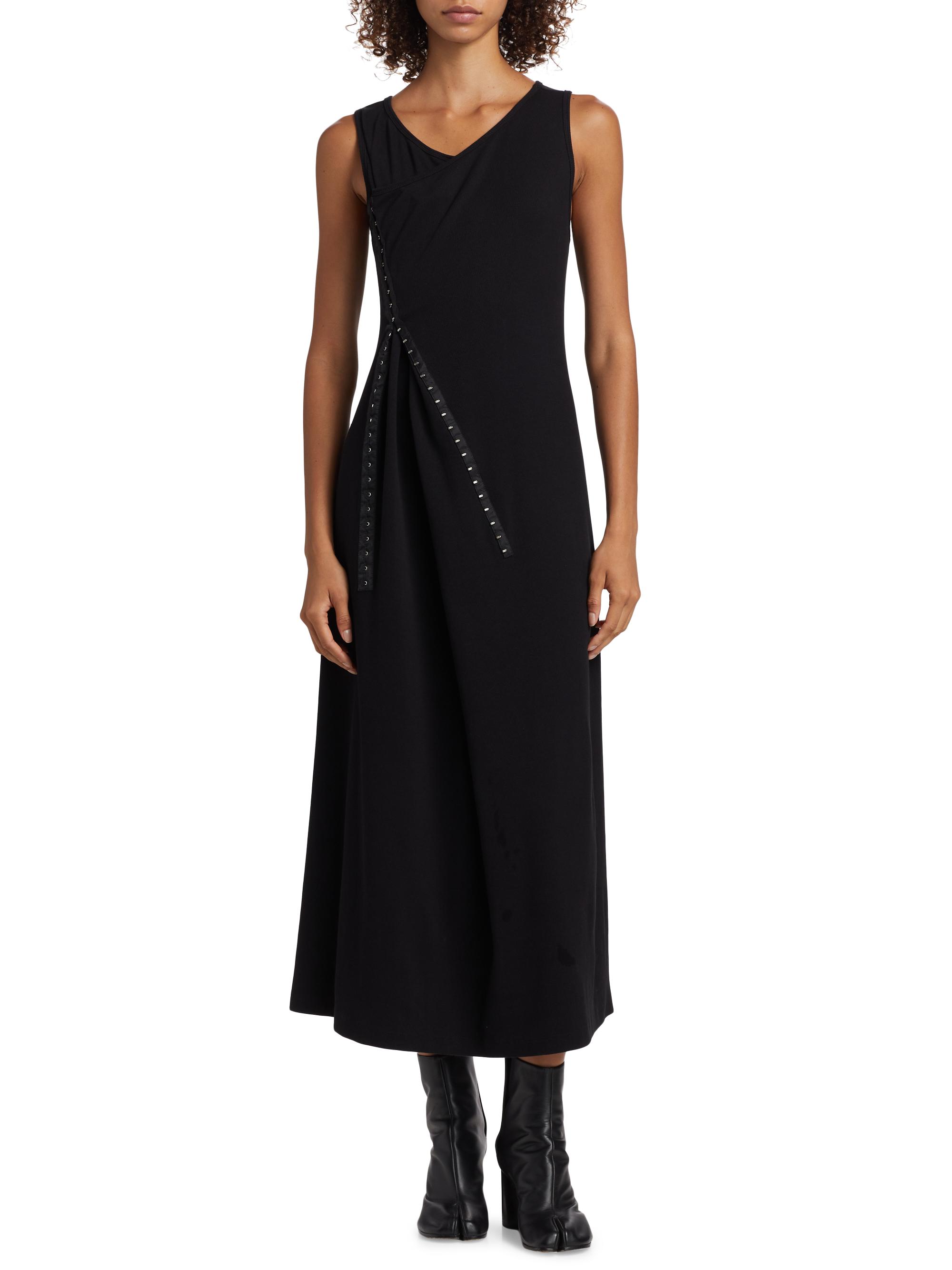 MM6 Maison Margiela Hook-And-Eye Stretch Cotton Midi-Dress | Saks
