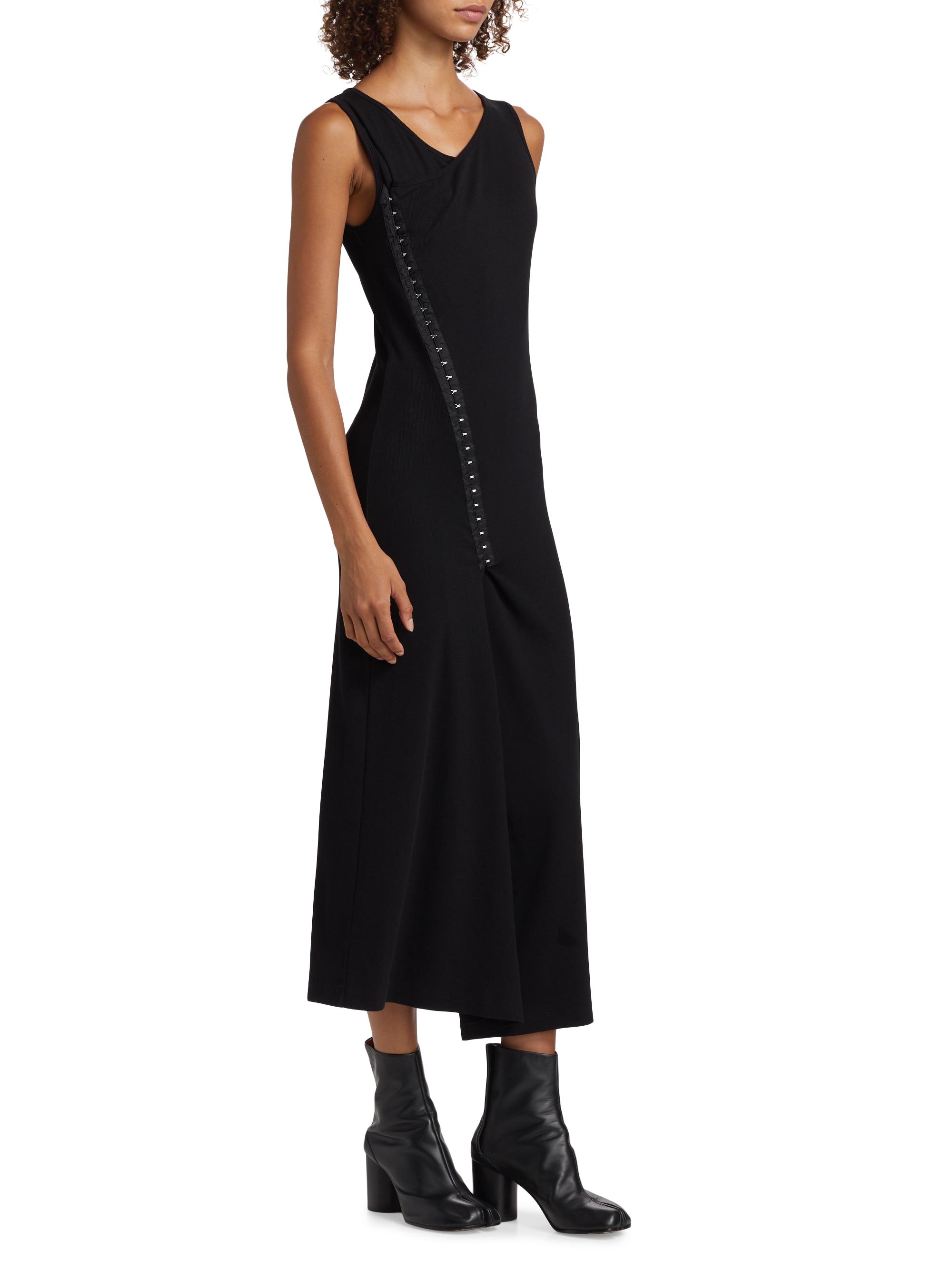 MM6 Maison Margiela Hook-And-Eye Stretch Cotton Midi-Dress | Saks