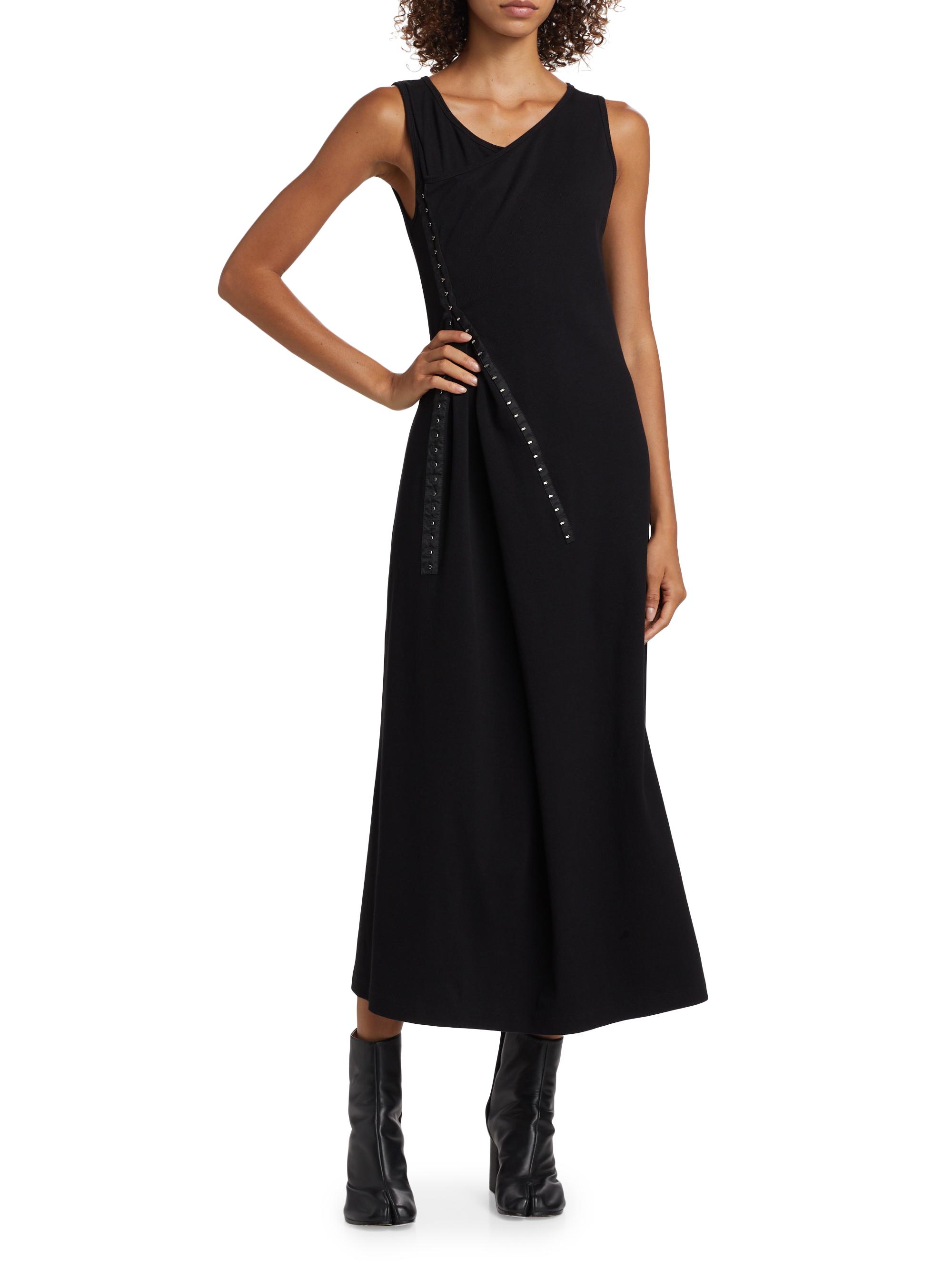 MM6 Maison Margiela Hook-And-Eye Stretch Cotton Midi-Dress | Saks