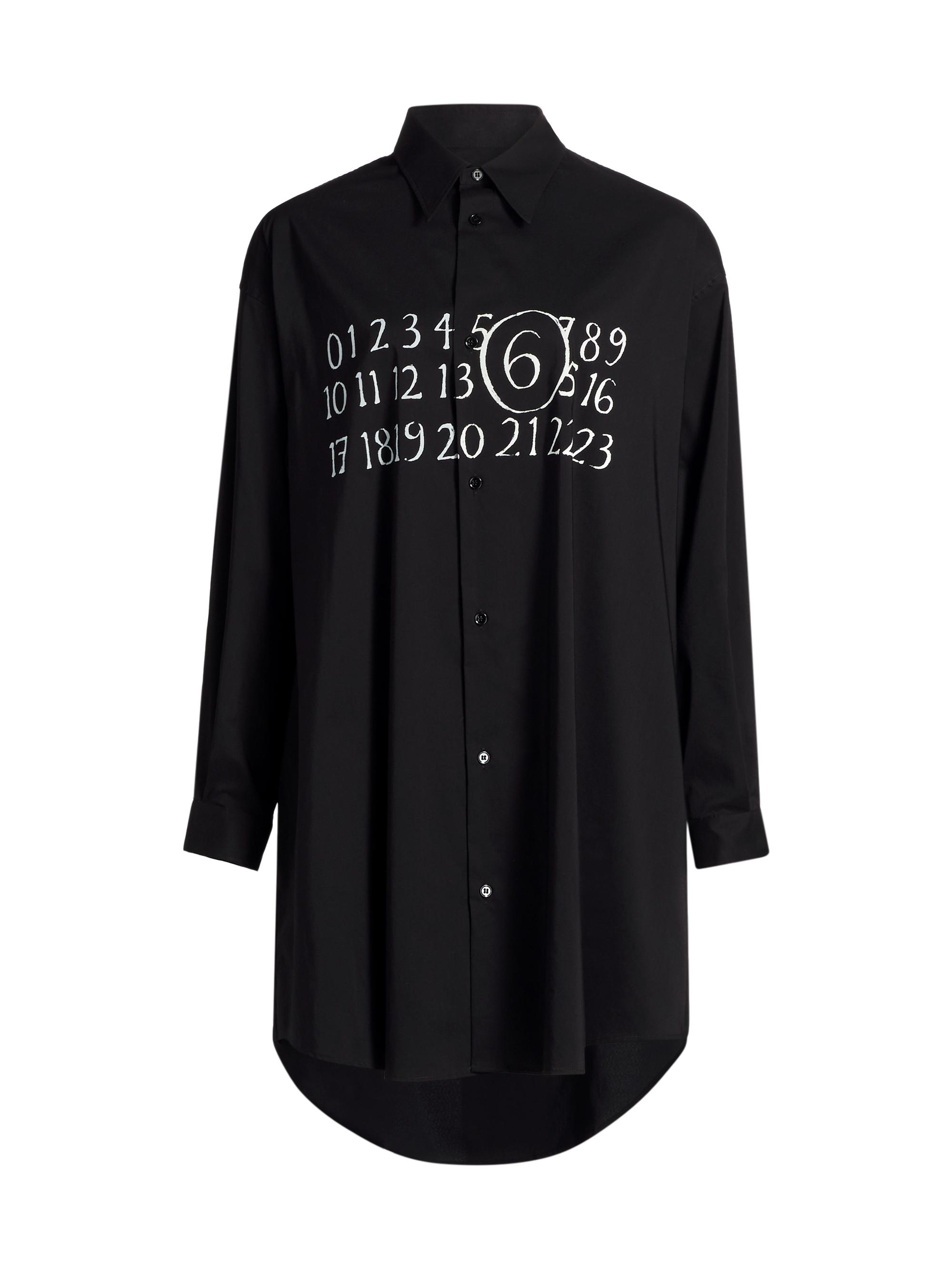 MM6 Maison Margiela Women's Logo Cotton-Blend Mini Shirtdress - Black