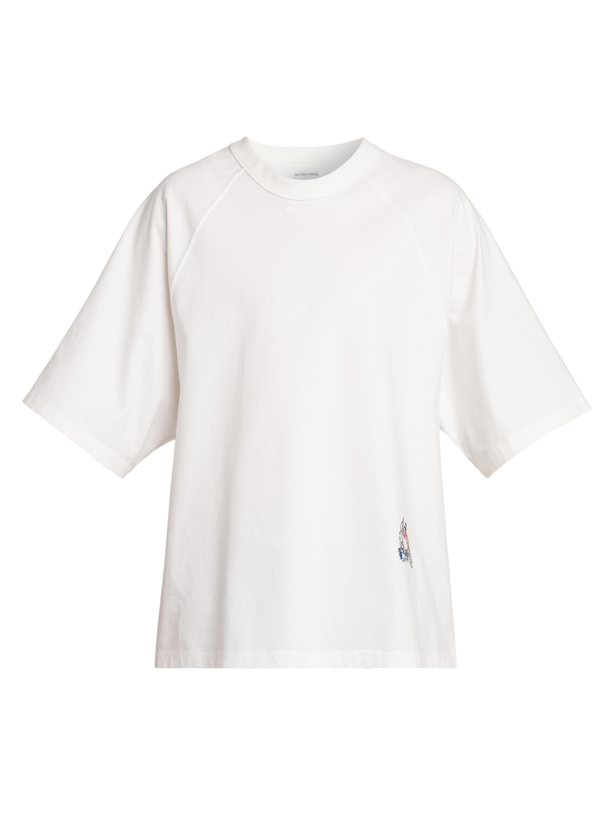 Bottega Veneta Men's Embroidered Soft Cotton Jersey T-Shirt - Chalk