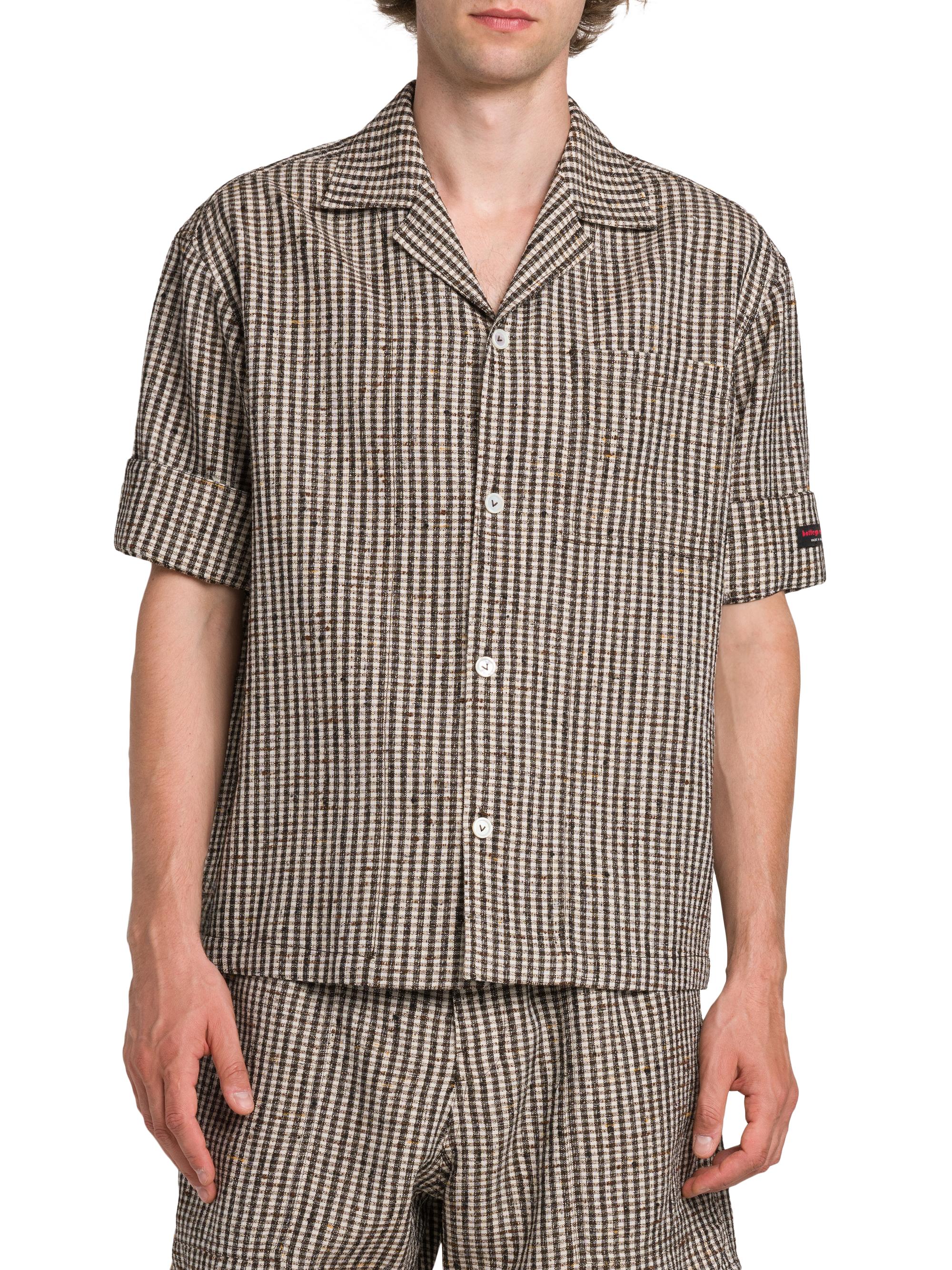 Bottega Veneta チェック柄 ポロシャツ コットン チェック シャツ のために メンズ で ブラック/グリーン