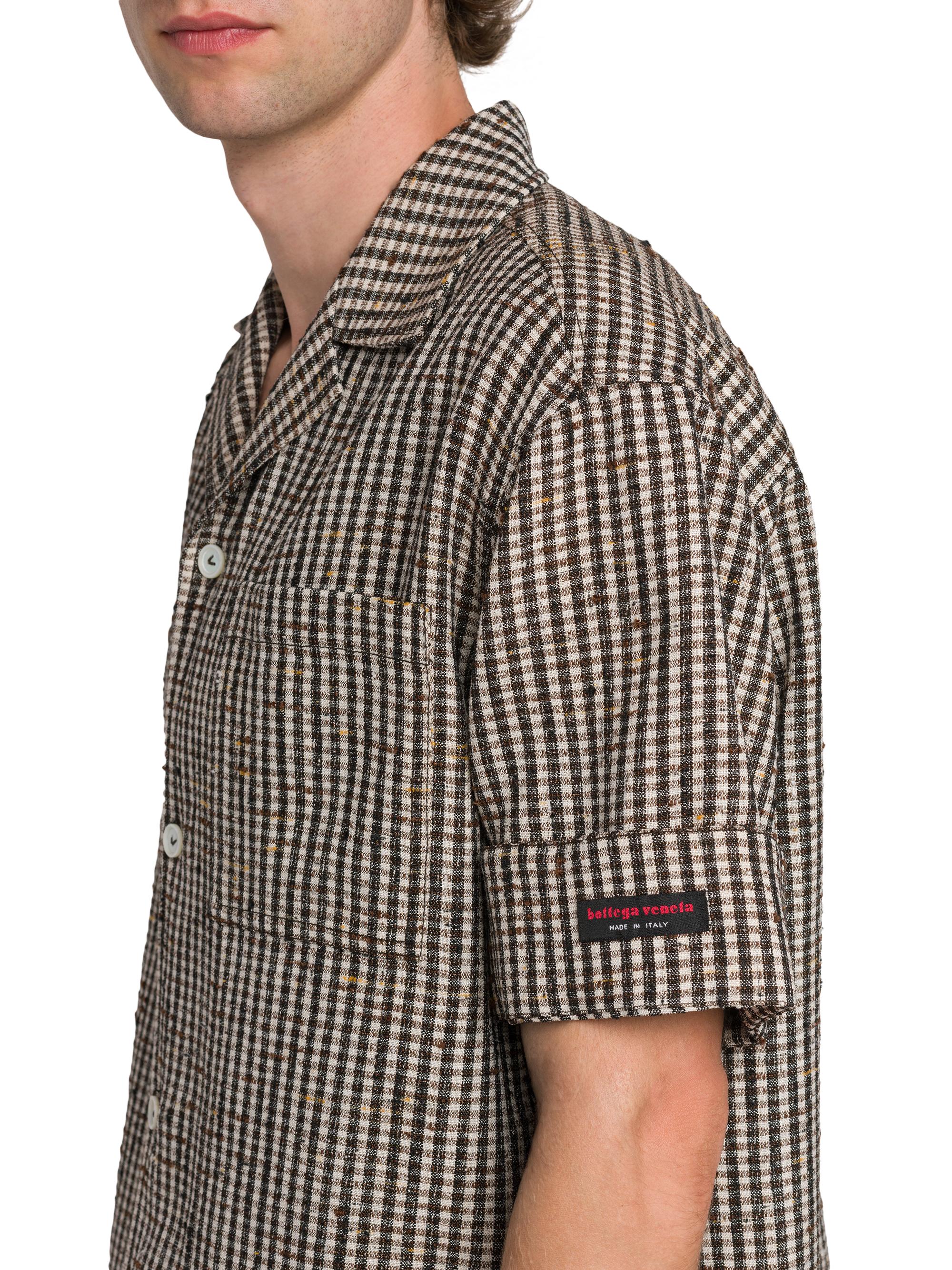 Bottega Veneta Knotted Viscose Mini Check Shirt | Saks Fifth Avenue