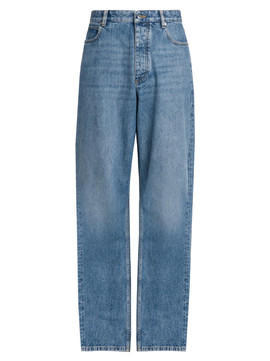 Bottega Veneta Men's Vintage Indigo Wash Wide-leg Jeans In Blue