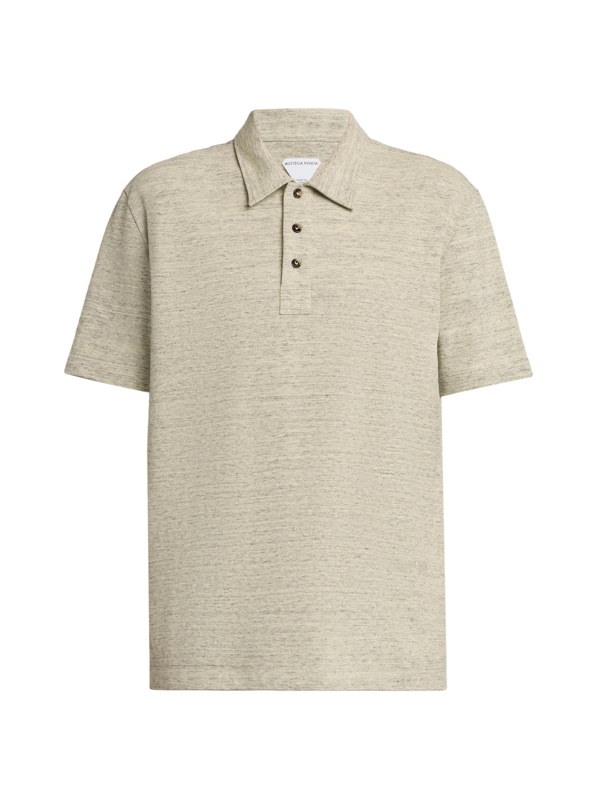 Bottega Veneta Men's Chine Cotton Pique Polo Shirt - Chick Melange