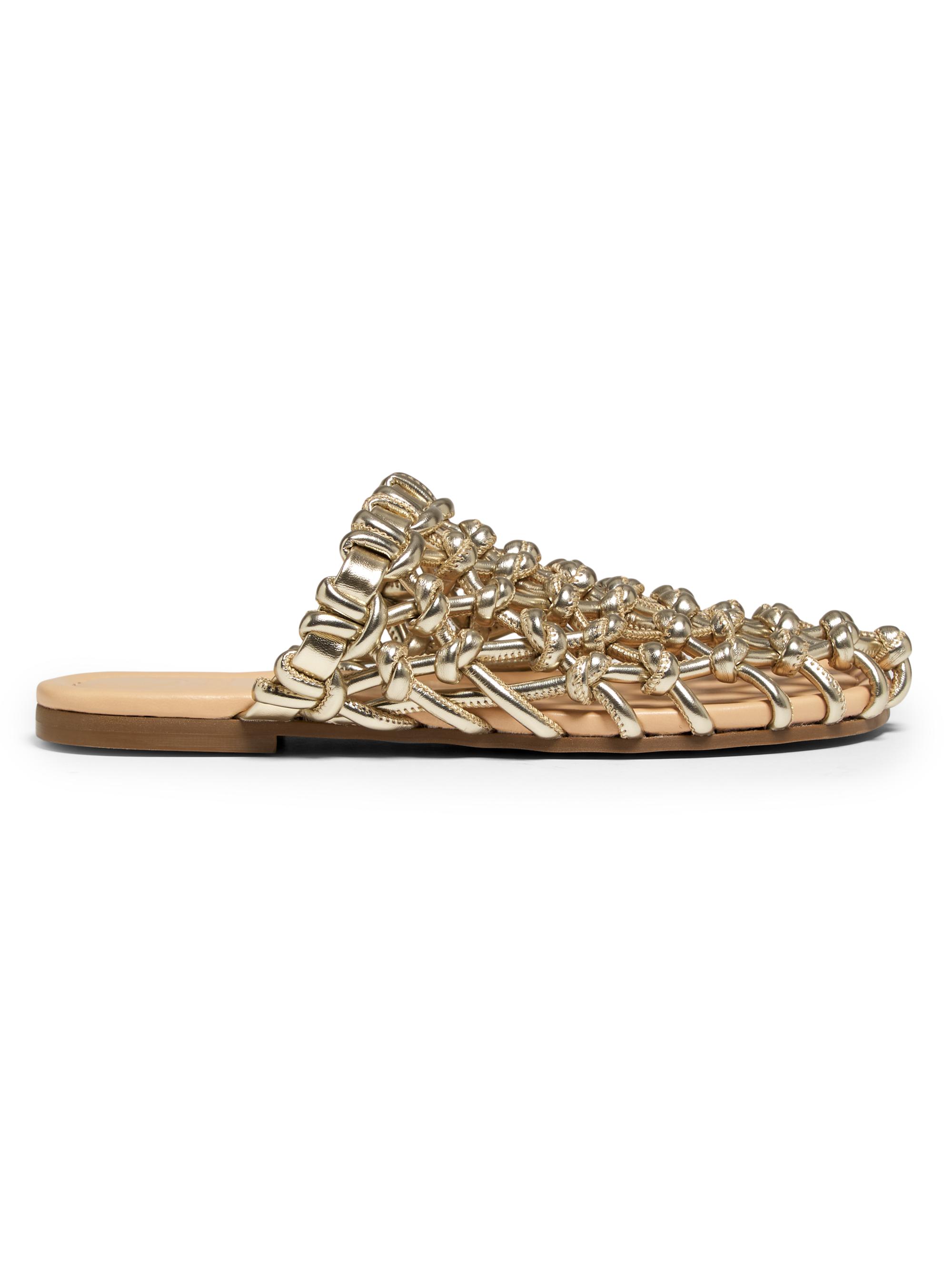 Odissì Women's Nour Knot Woven Metallic Mules - Light Gold
