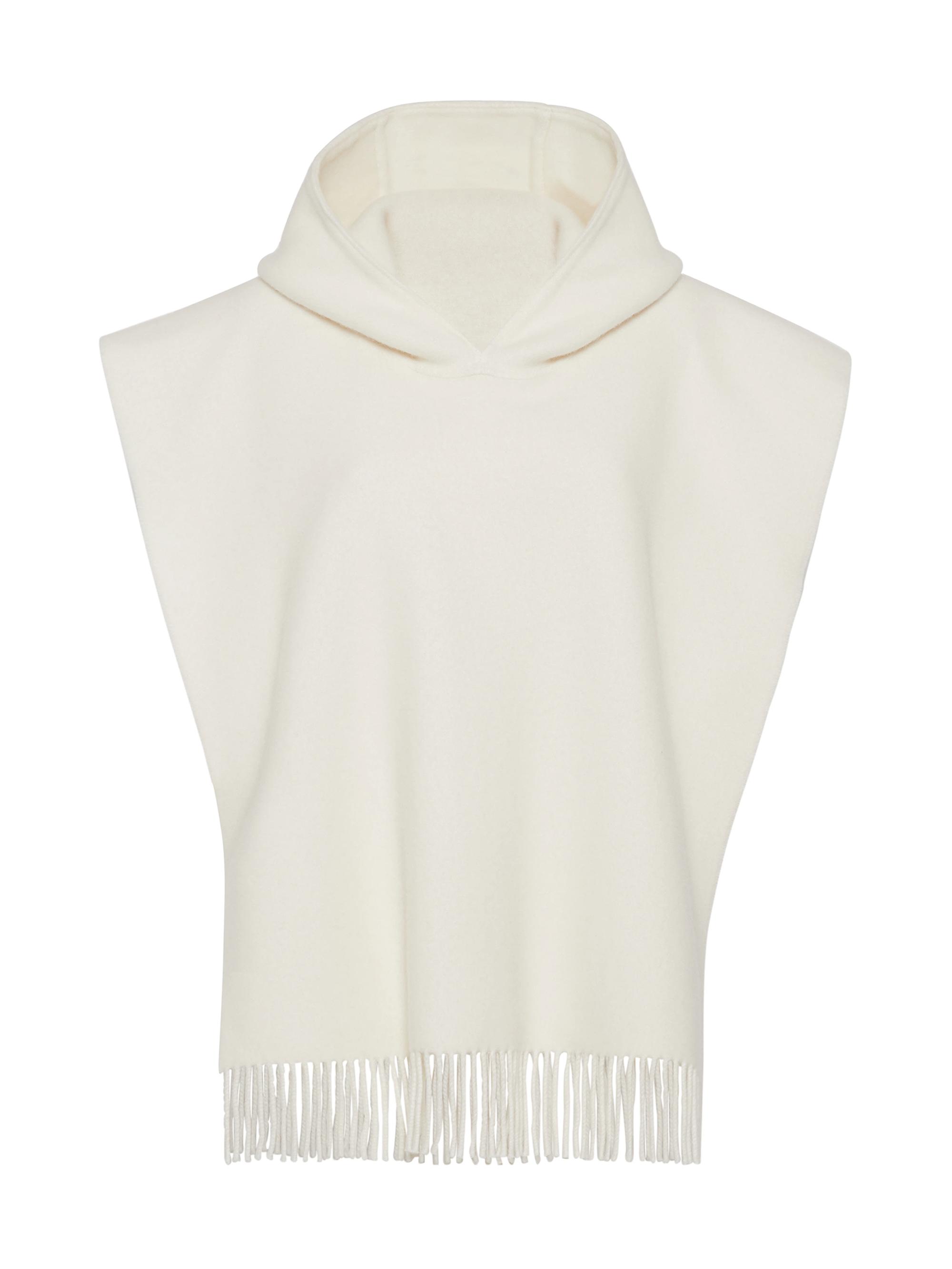 Brunello Cucinelli Women's Wool and Cashmere Double Knit Poncho with Hood - White