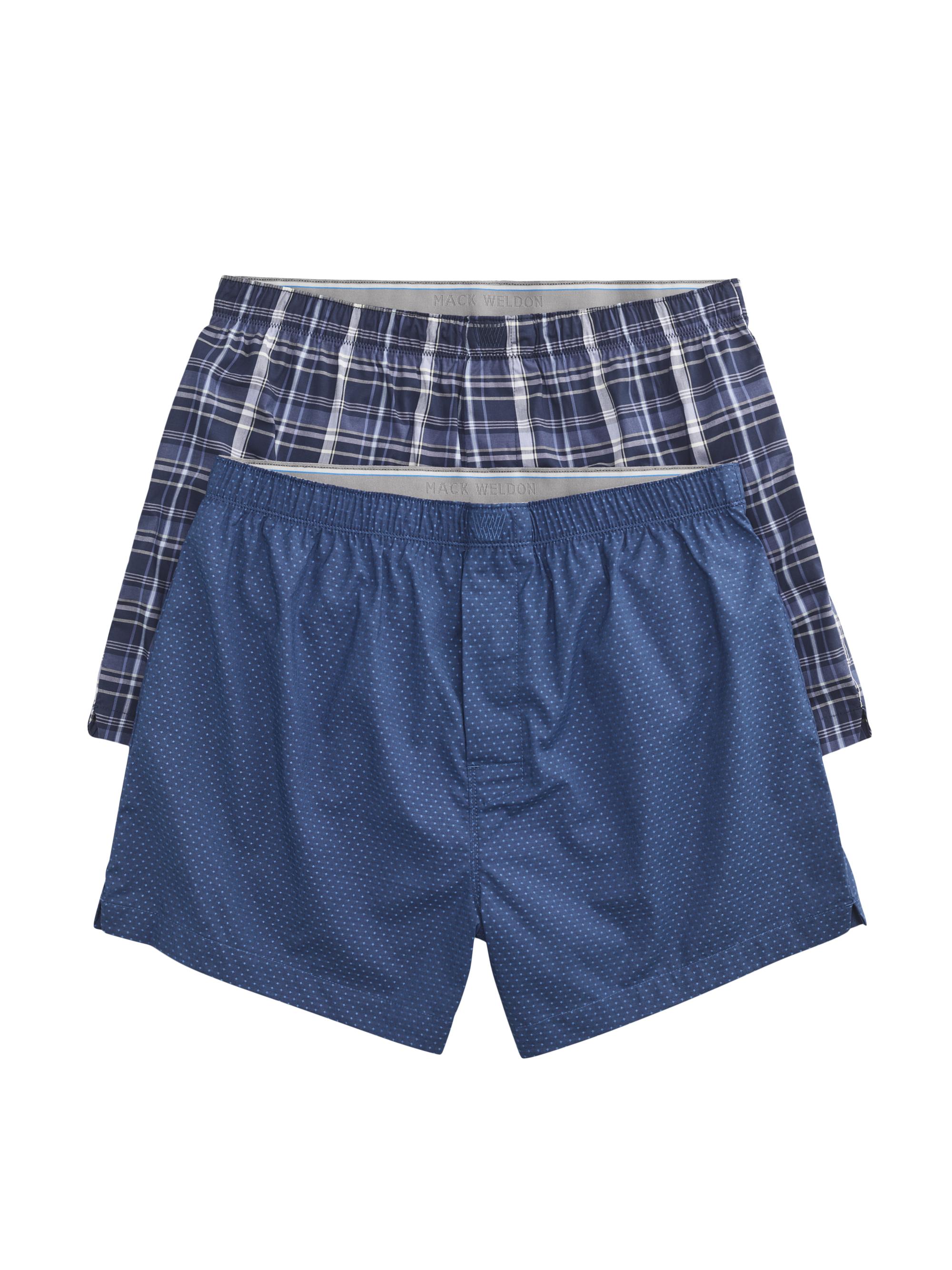 Mack Weldon Men's 24/7 Woven Boxer 2-Pack - Navy Dobby Plaid
