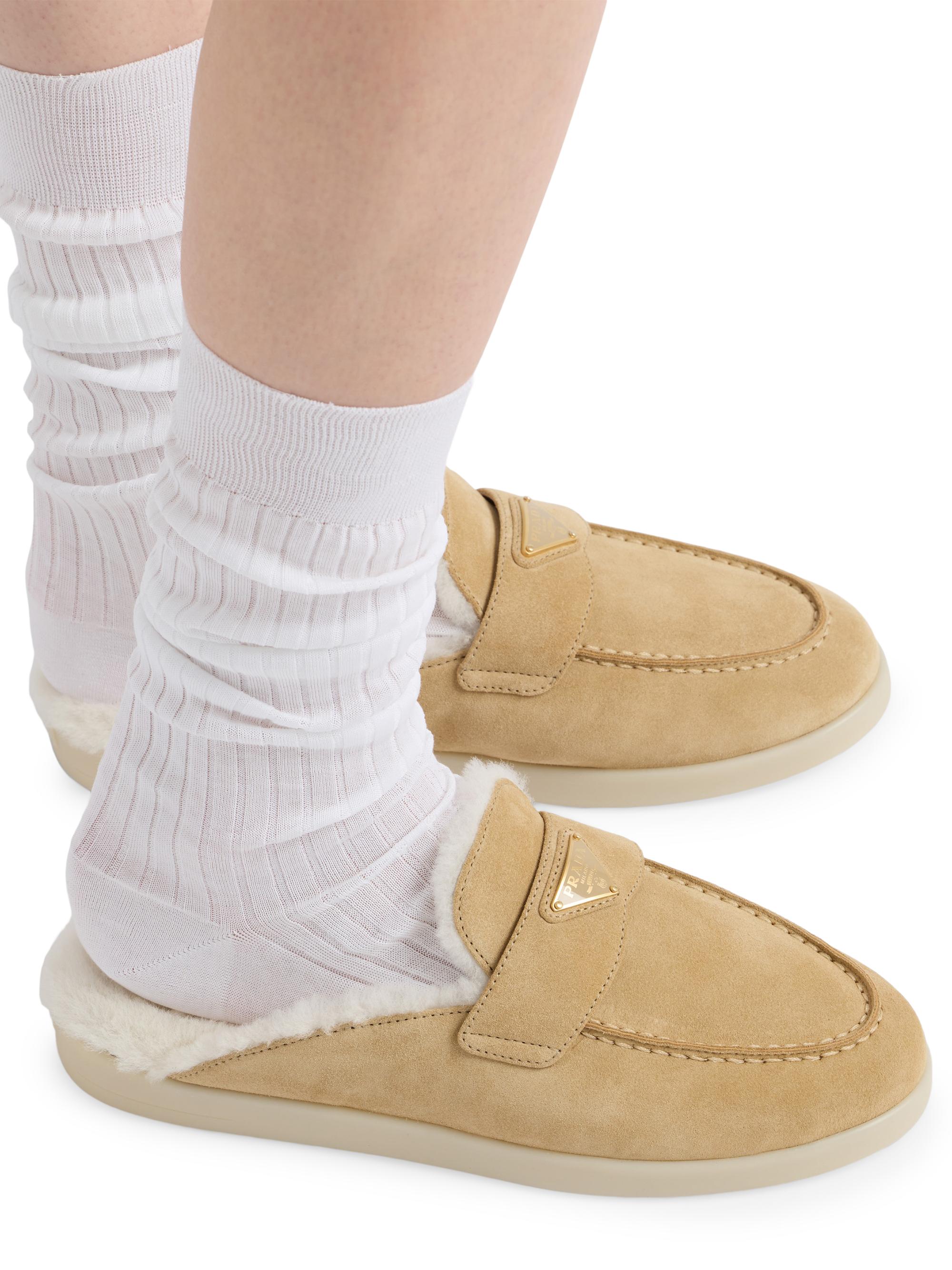 Prada Suede and Shearling Mules | Saks Fifth Avenue