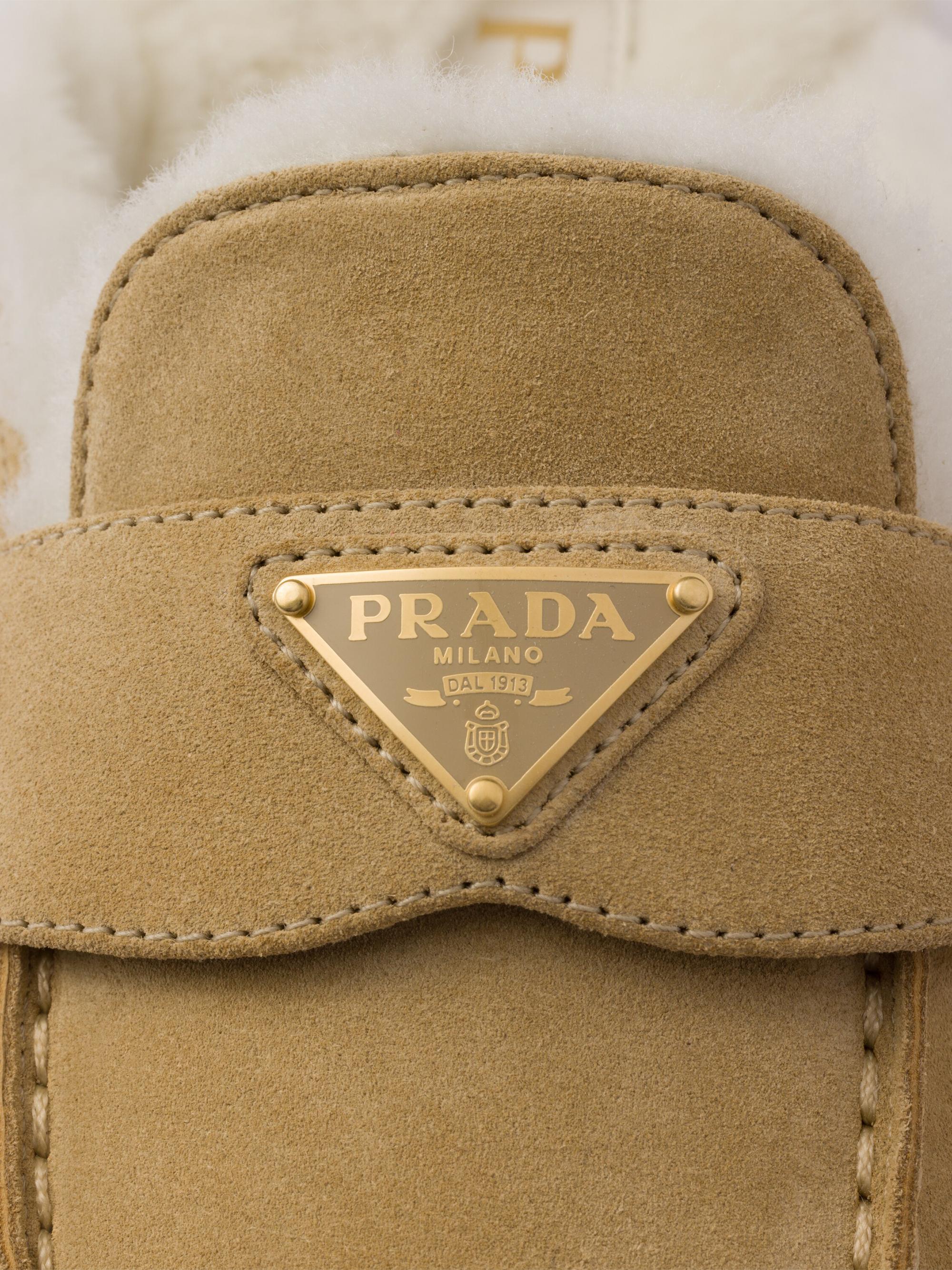 Prada Suede and Shearling Mules | Saks Fifth Avenue