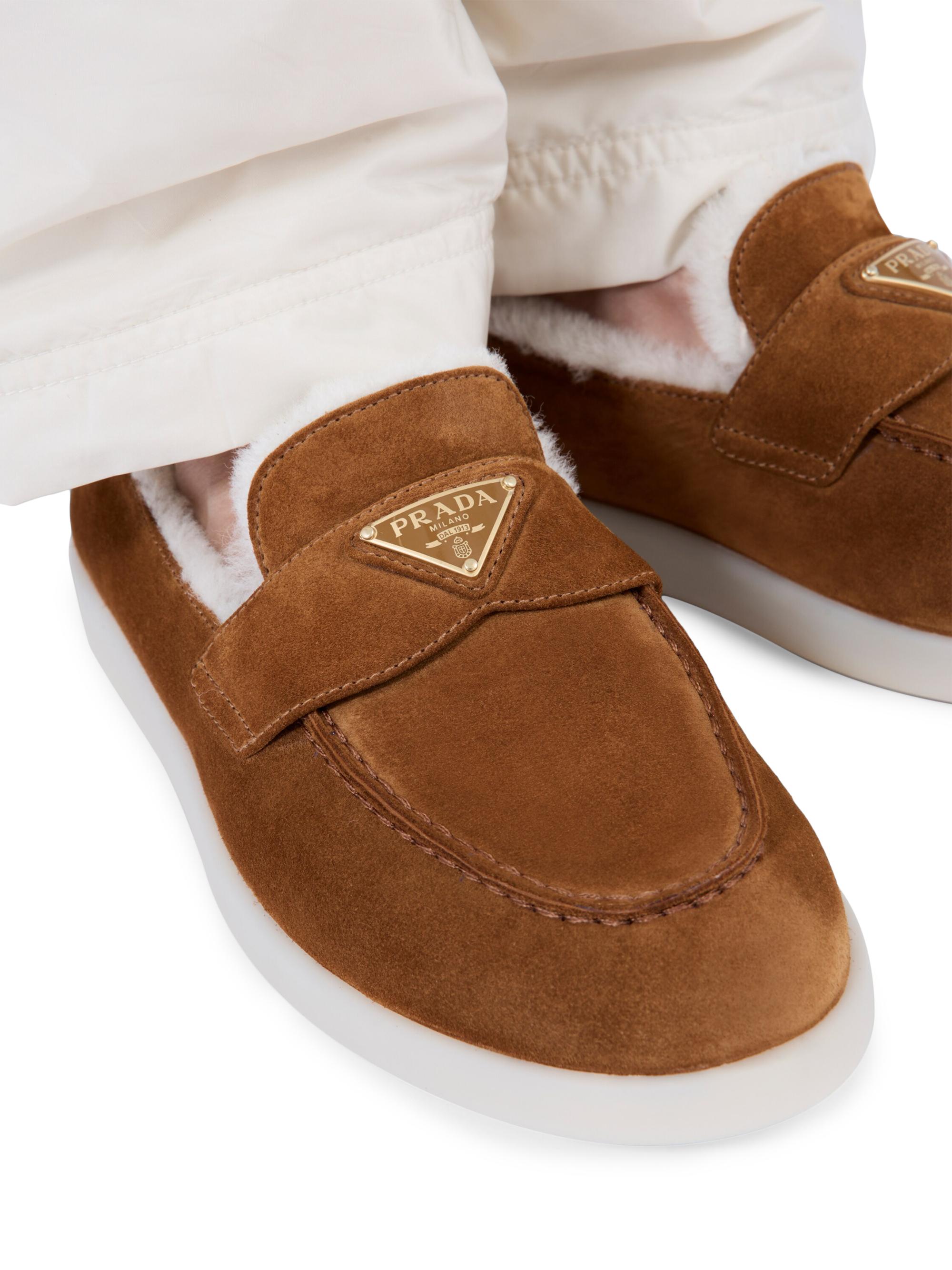 Prada Suede and Shearling Loafers | Saks Fifth Avenue display picture 1