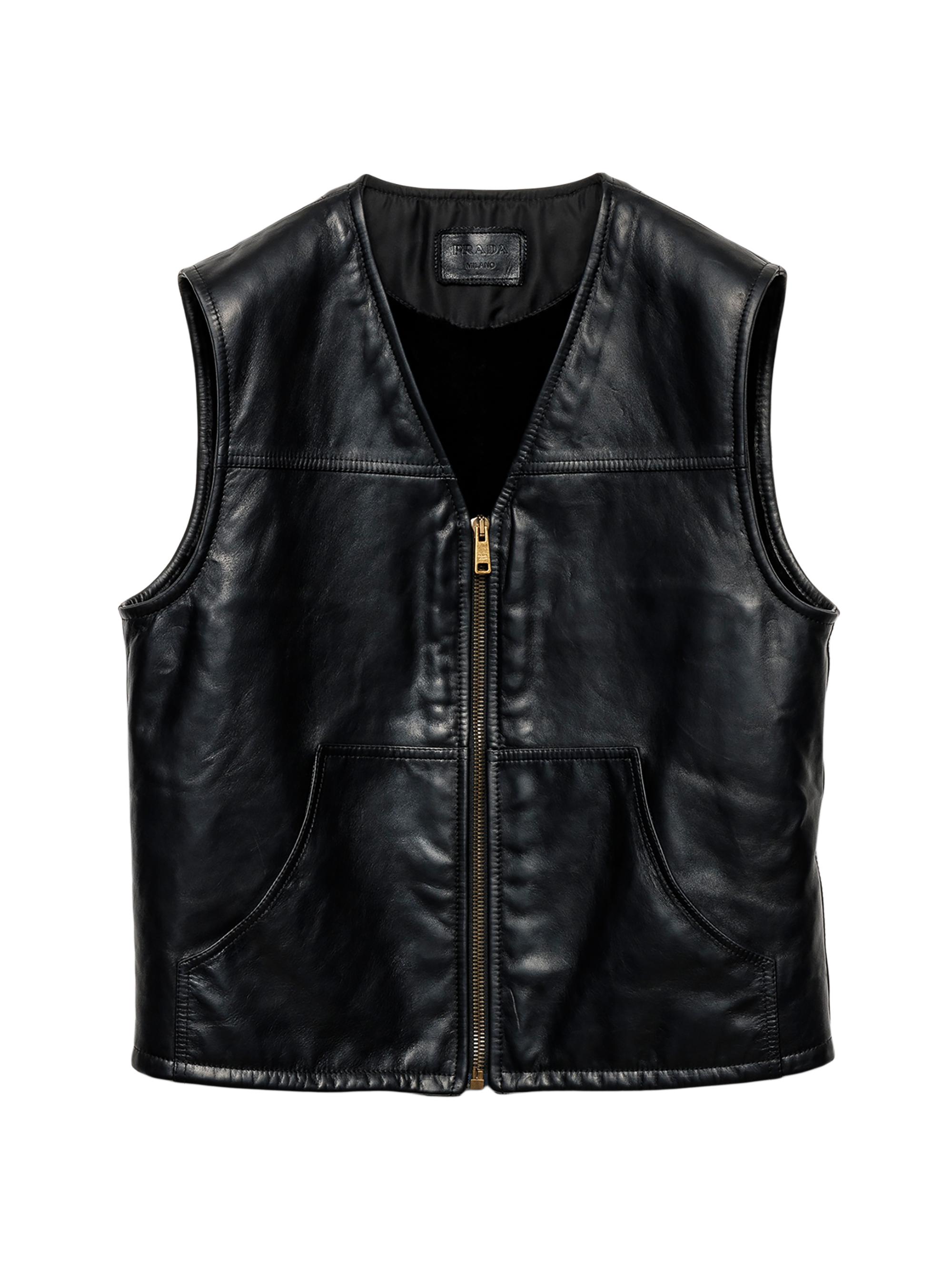 Prada Men's Leather and Shearling Vest - Black