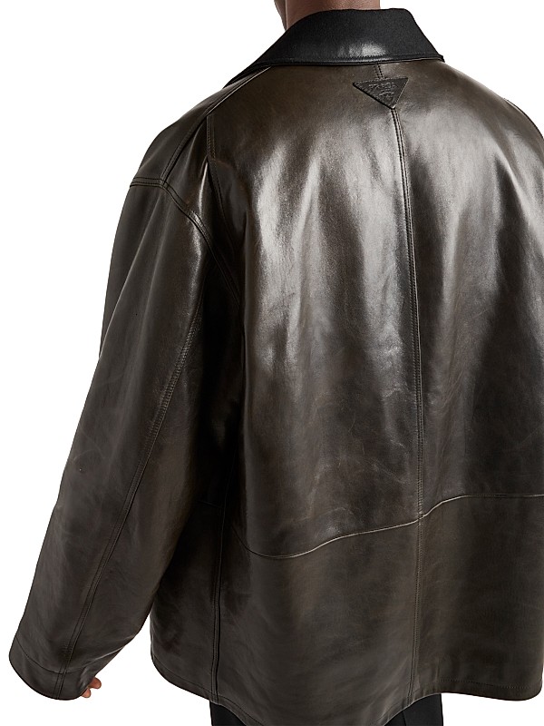 Shop Prada Leather and Shearling Caban Jacket | Saks Fifth Shop Prada Leather and Shearling Caban Jacket | Saks Fifth