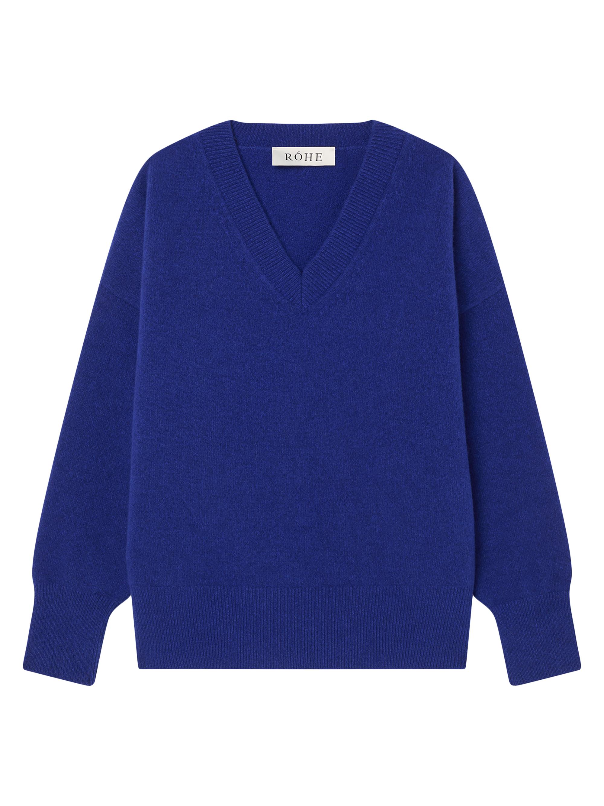 Róhe Women's Stretch-Wool V-Neck Sweater - Indigo