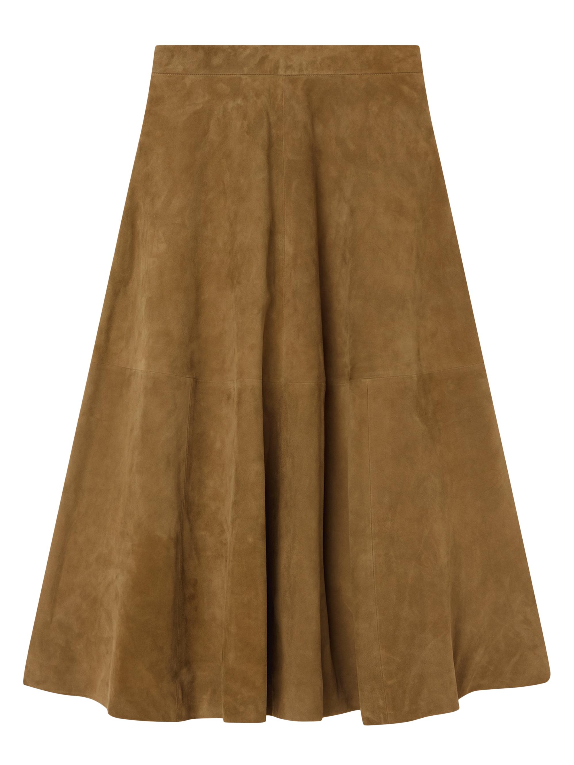 Róhe Women's Suede A-Line Midi-Skirt - Light Khaki