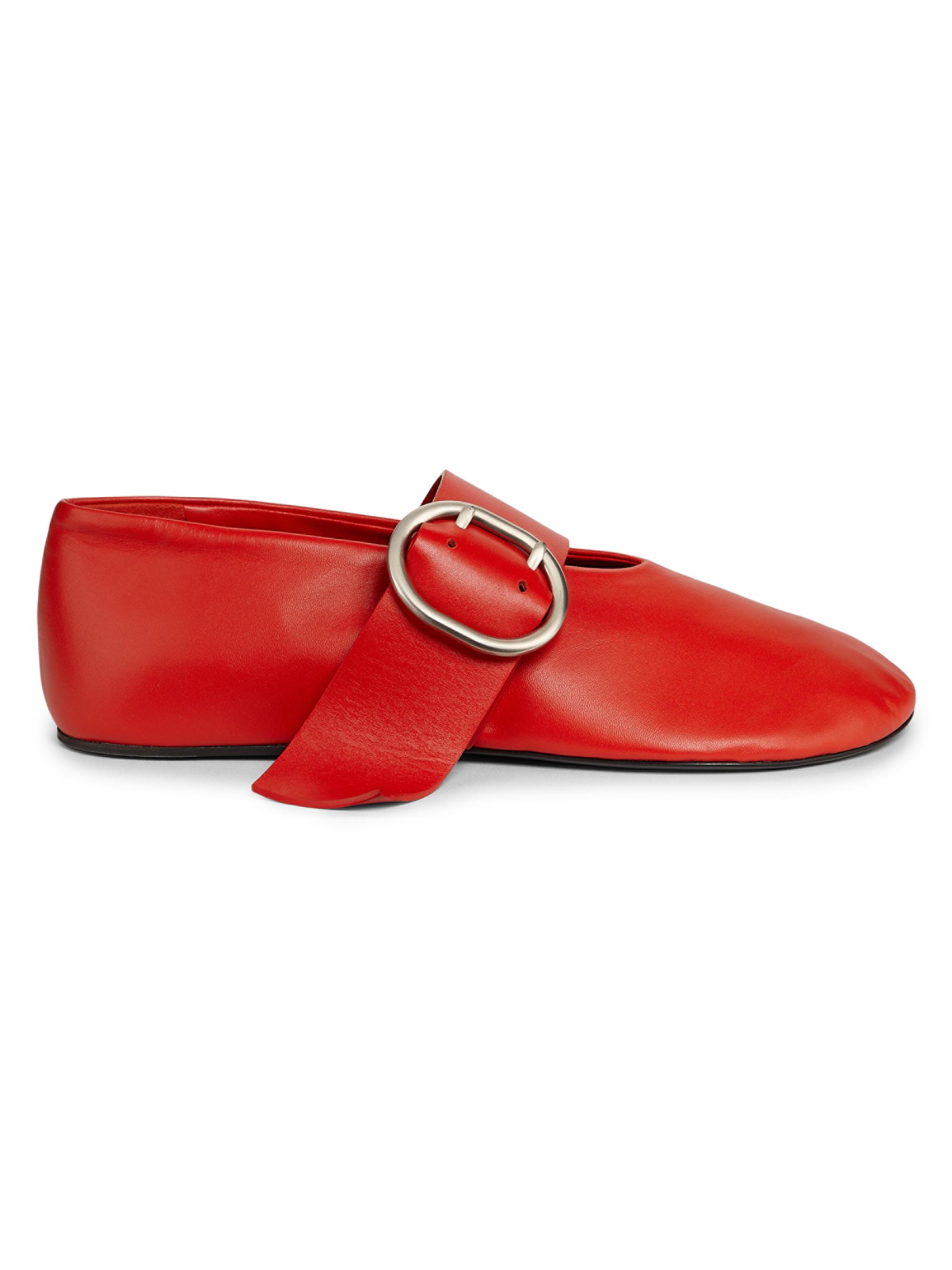 Jil Sander Women's Leather Ballerina Flats - Rouge
