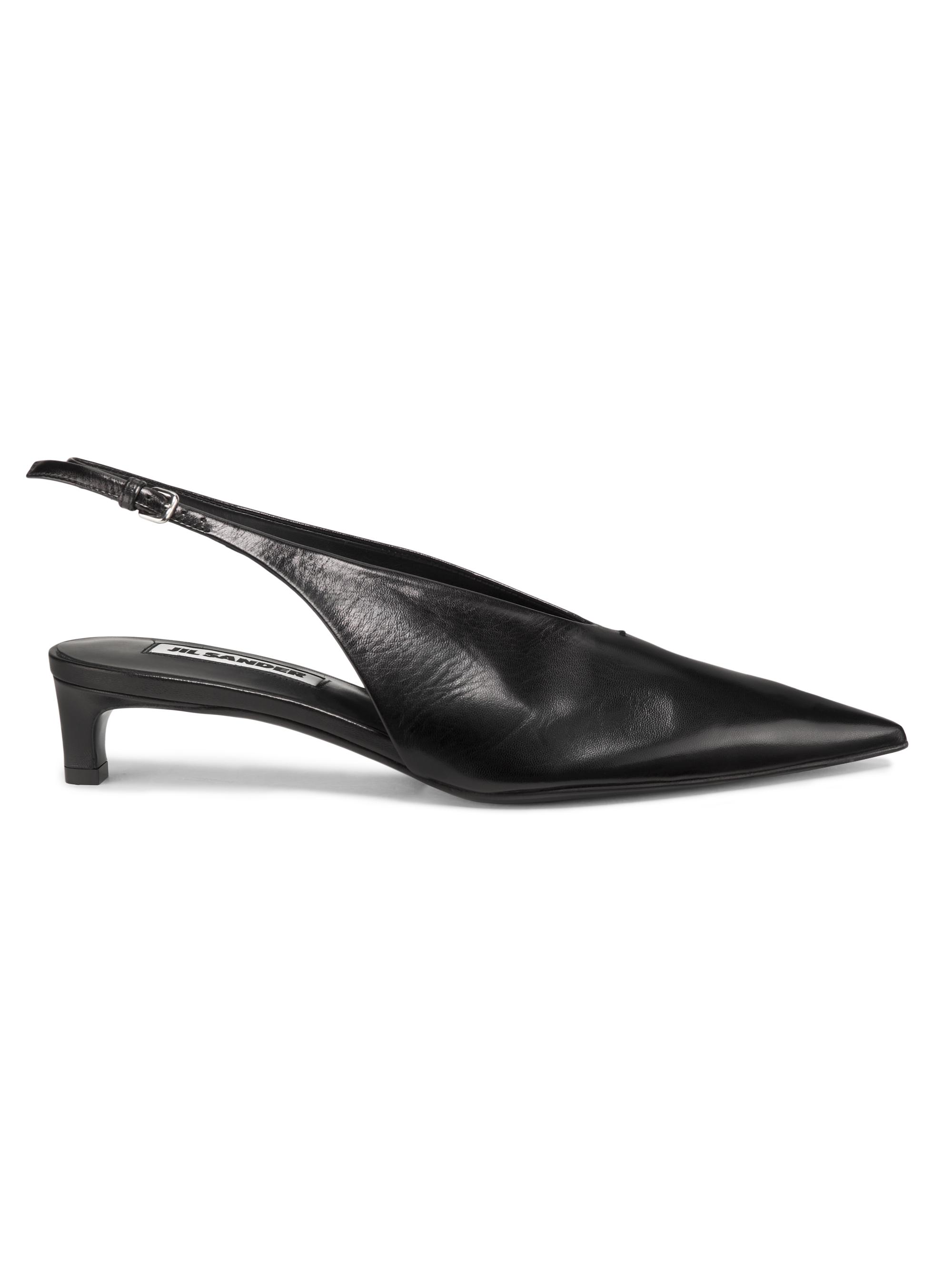 Jil Sander Cruise 35MM Leather Kitten-Heel Pumps | Saks Fifth Avenue