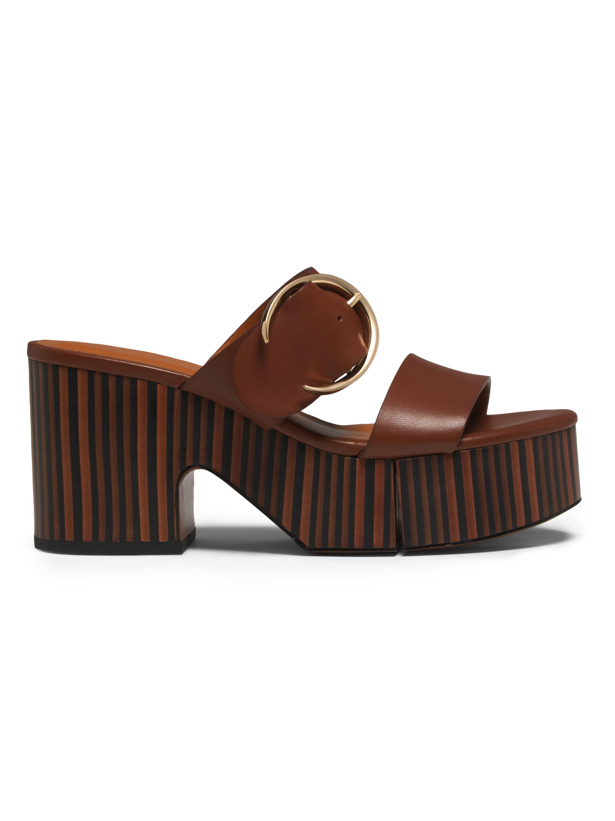 Clergerie Women's Chance 85MM Leather Platform Sandals - Wood