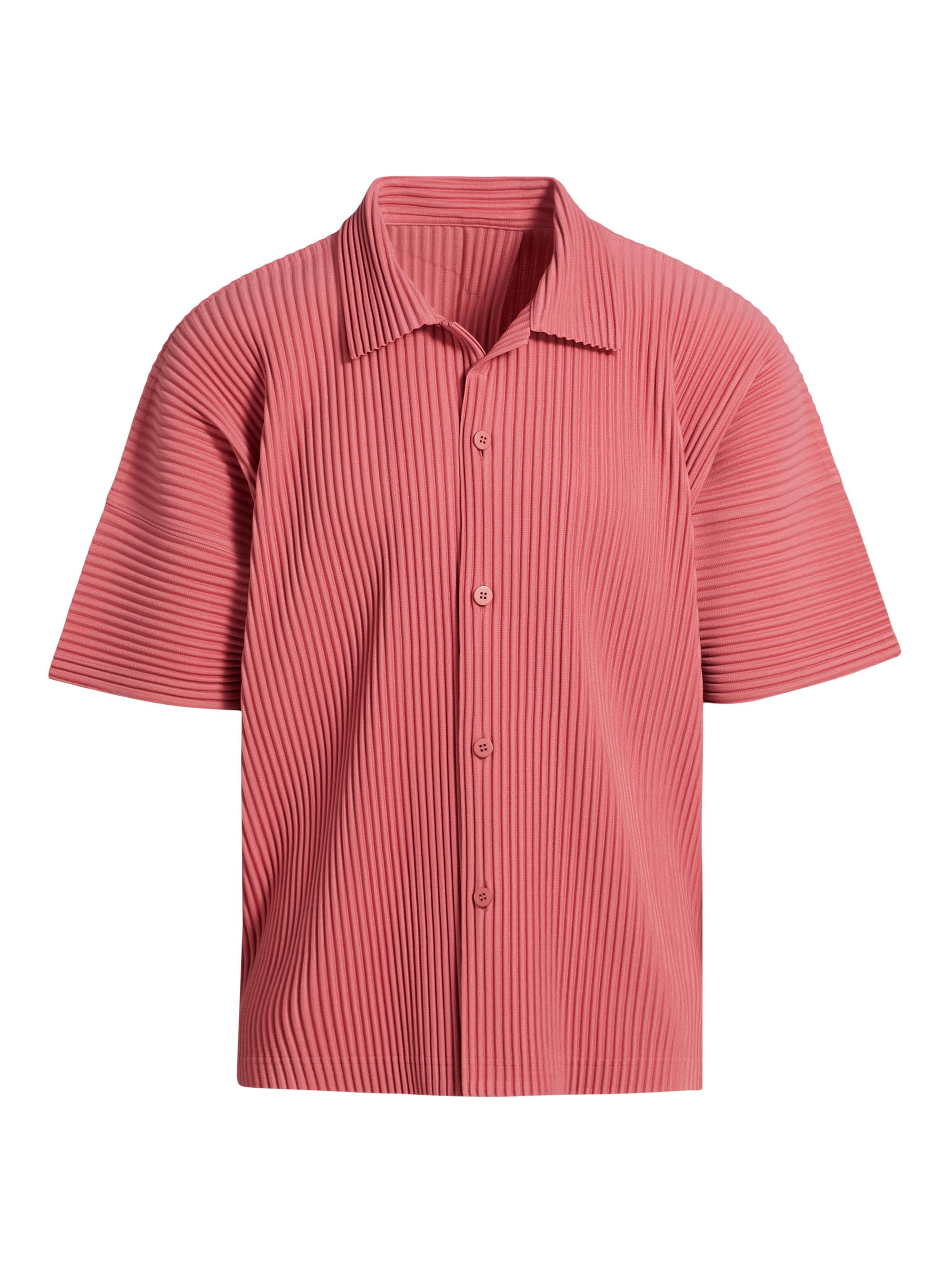 Homme Plissé Issey Miyake Men's Monthly Colors: April Button-Front Shirt - Dusky Red