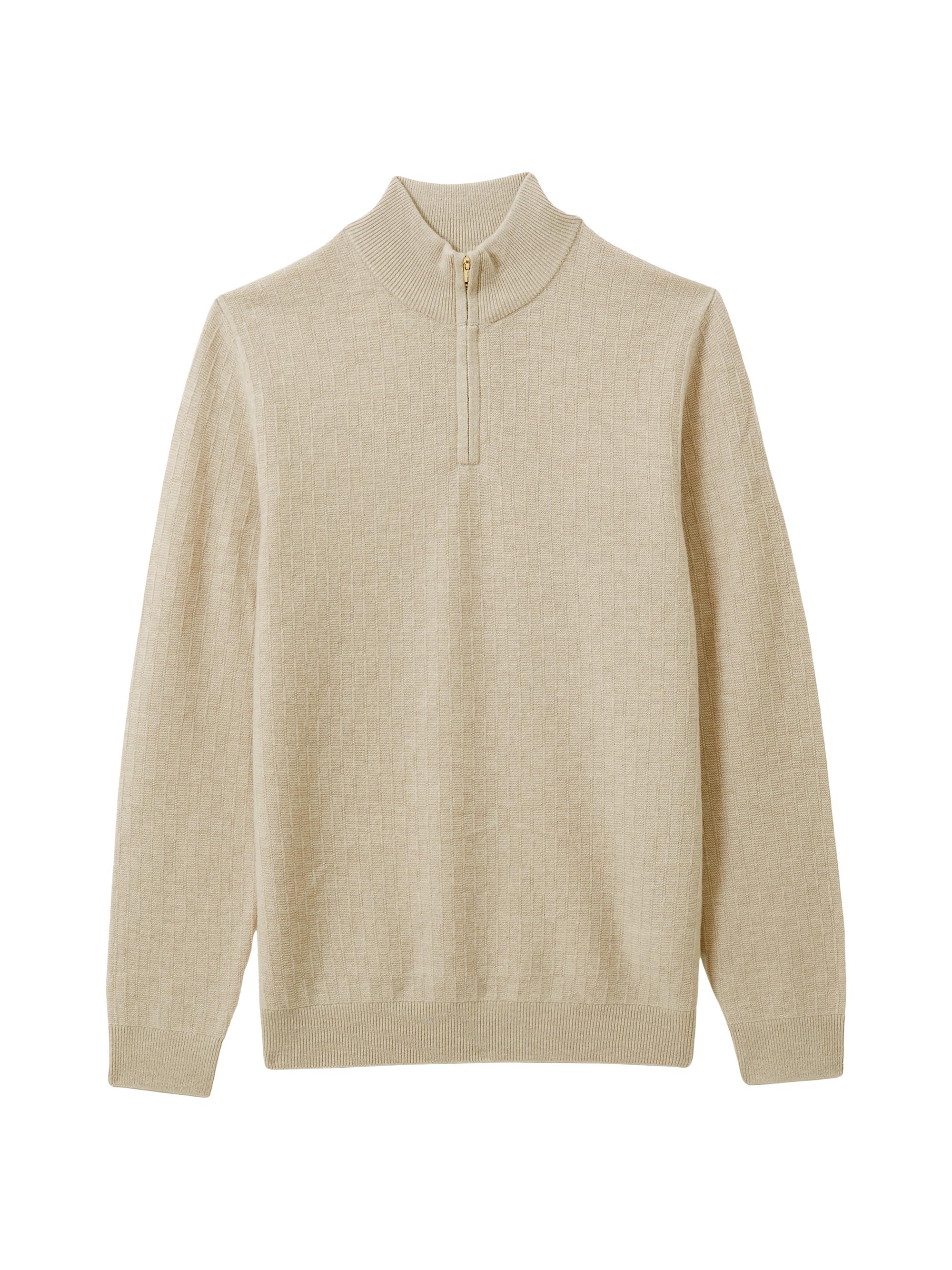 Reiss Men's Chester Wool Quarter-Zip Sweater - Oatmeal