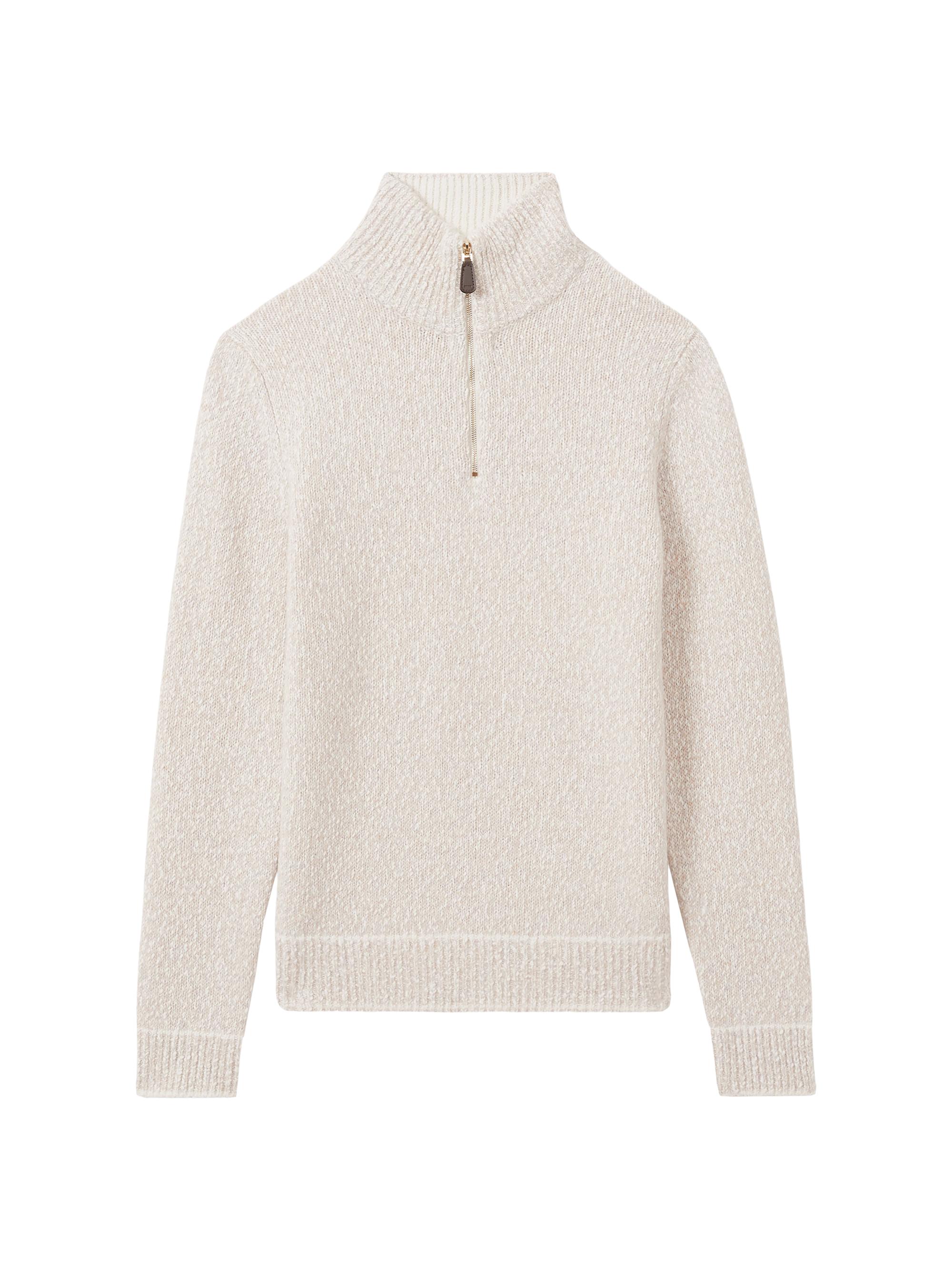 Reiss Men's Jamieson Quarter-Zip Sweater - Oatmeal White