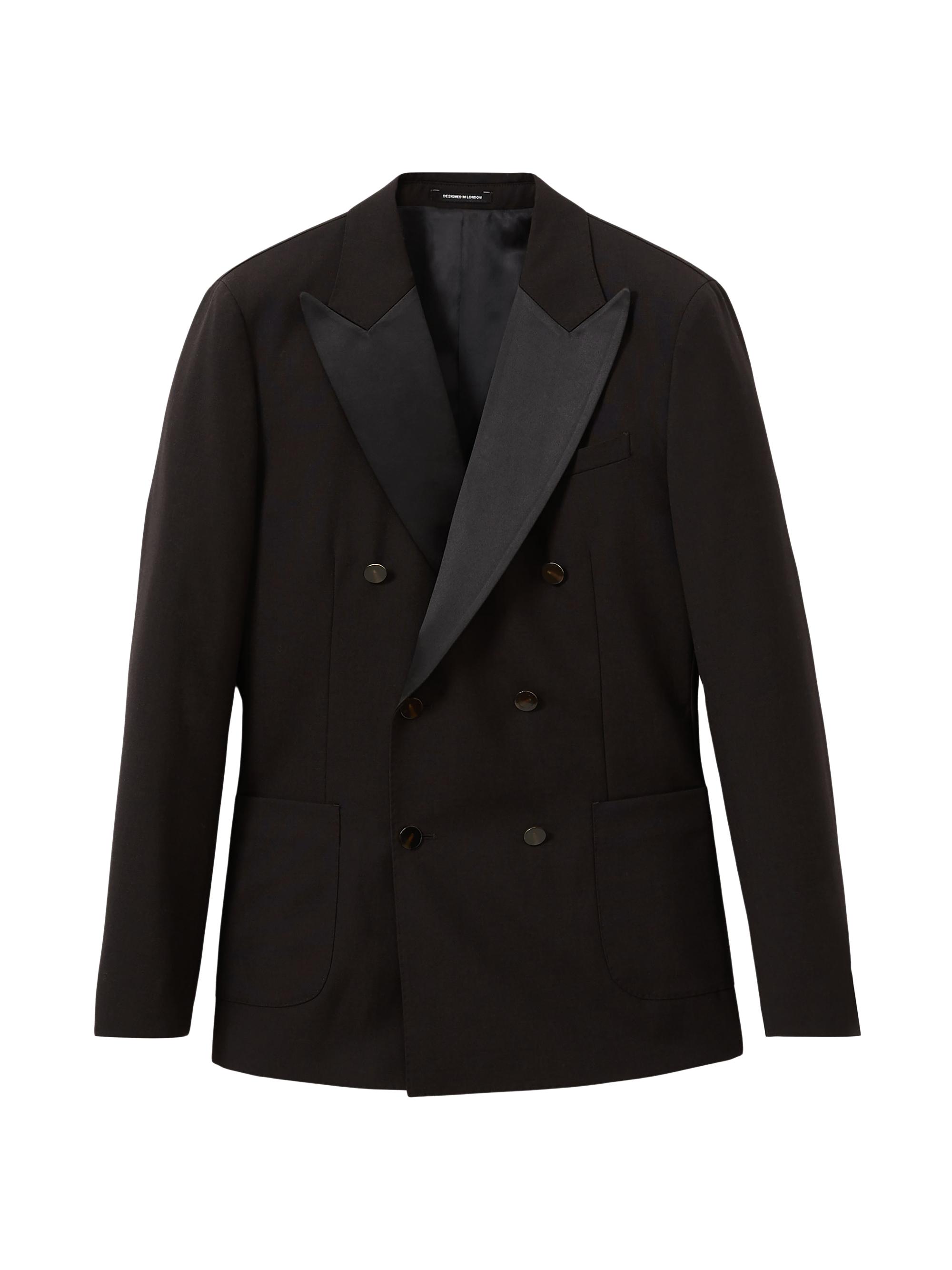 Reiss Men's Shadow Wool Double-Breasted Blazer - Chocolate Brown