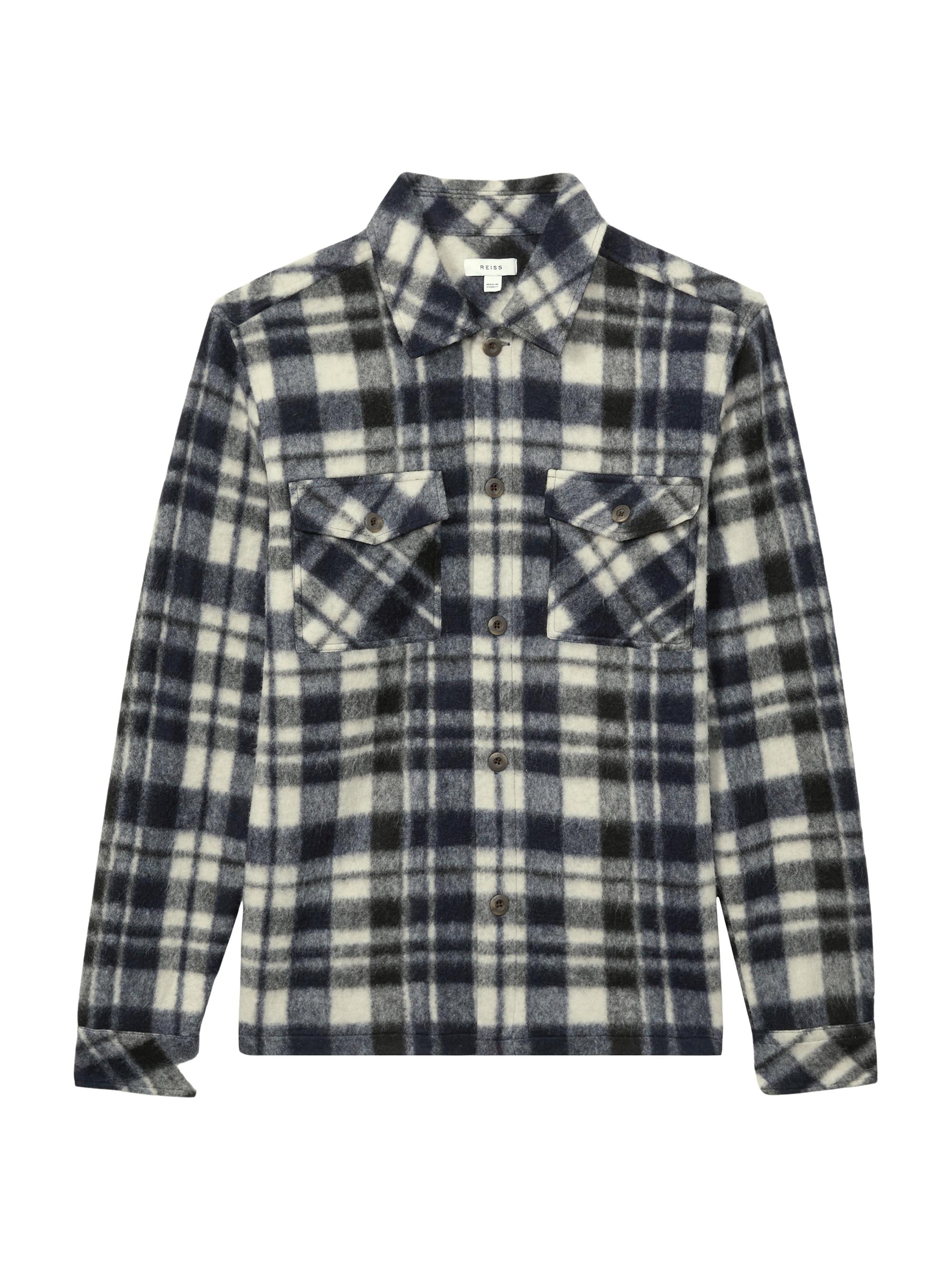 Reiss Men's Wade Plaid Shirt Jacket - Navy