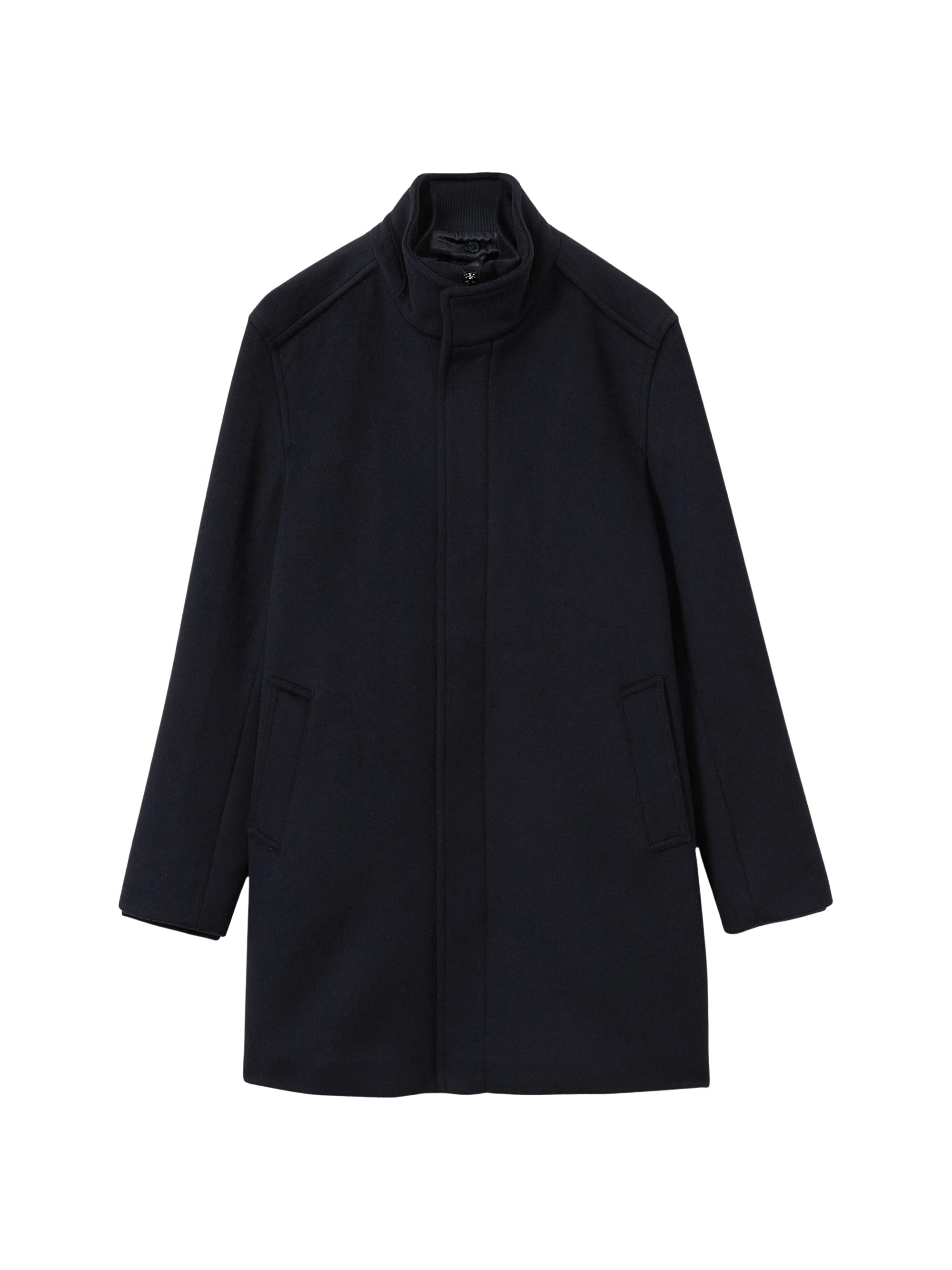 Reiss Men's Bhule Wool-Blend Stand-Collar Coat - Navy