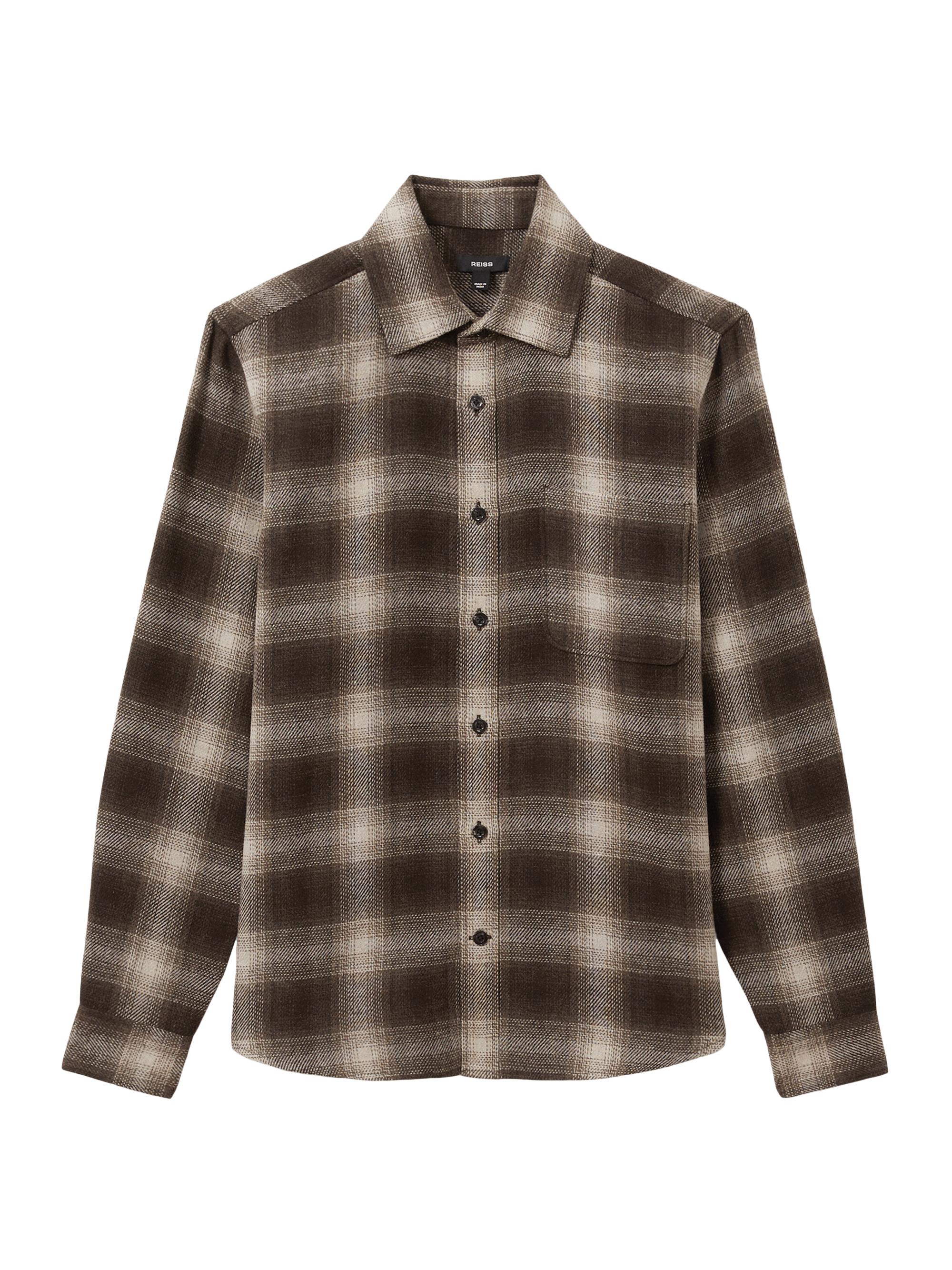 Reiss Men's Crosby Plaid Shirt Jacket - Brown Multi