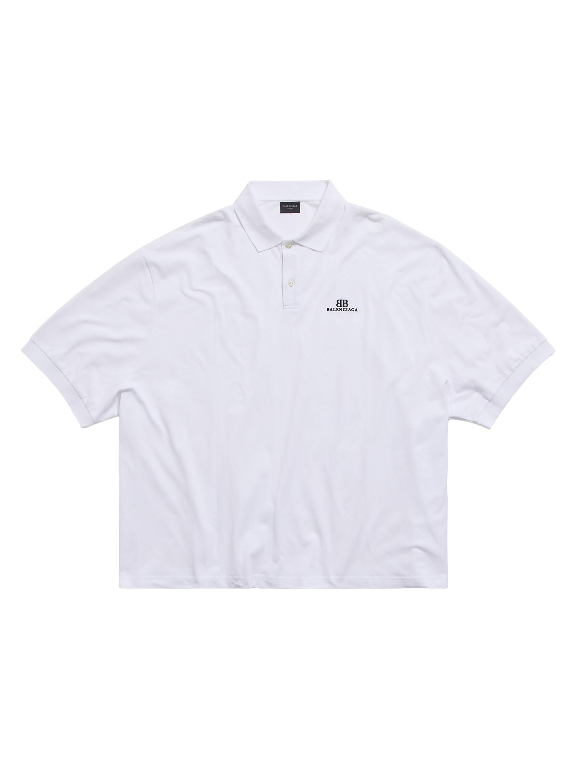 Balenciaga Men's Bb Classic  Polo Shirt Oversized - White