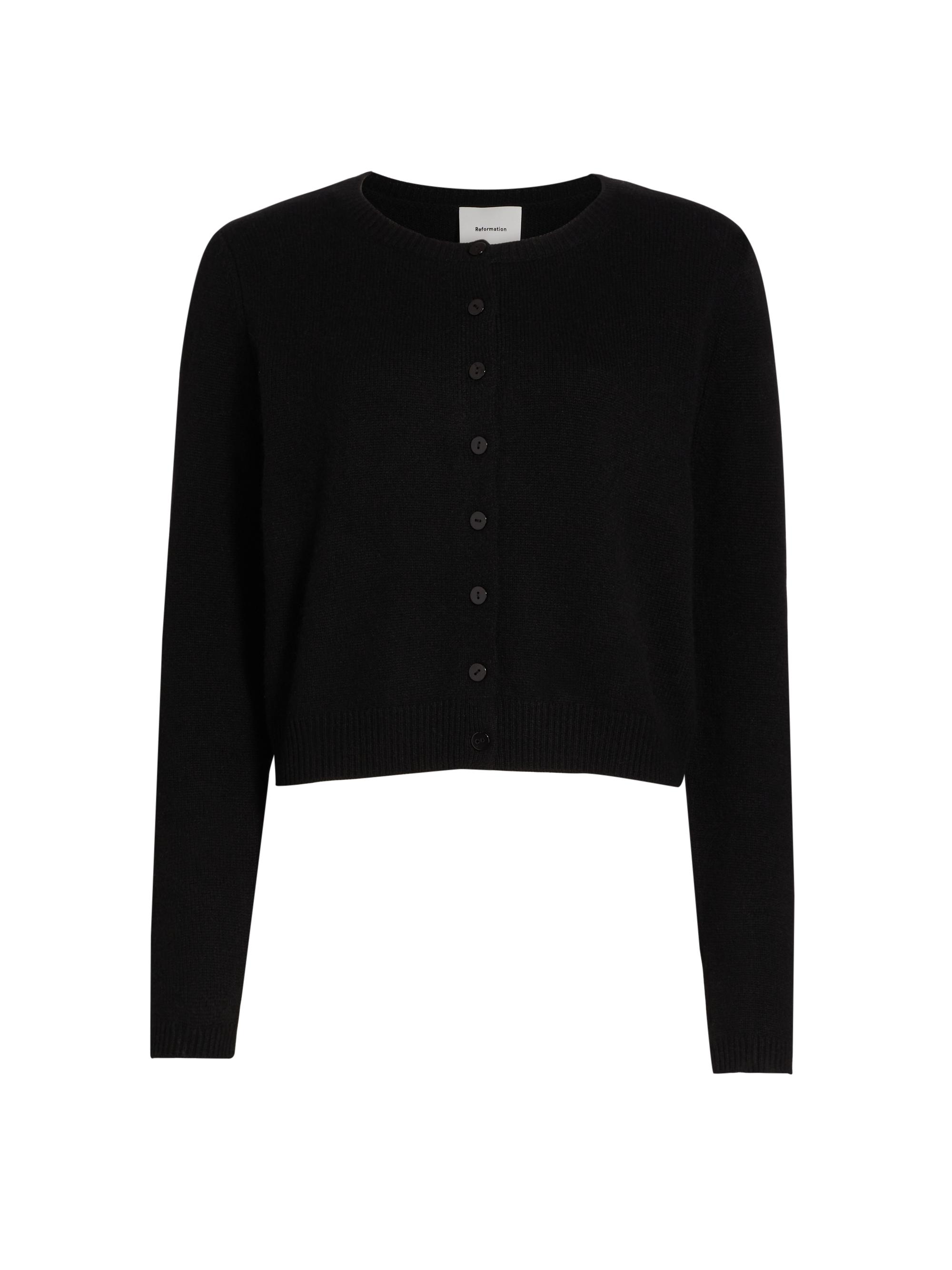 Reformation Clara Cashmere Wool Crewneck Cardigan Saks
