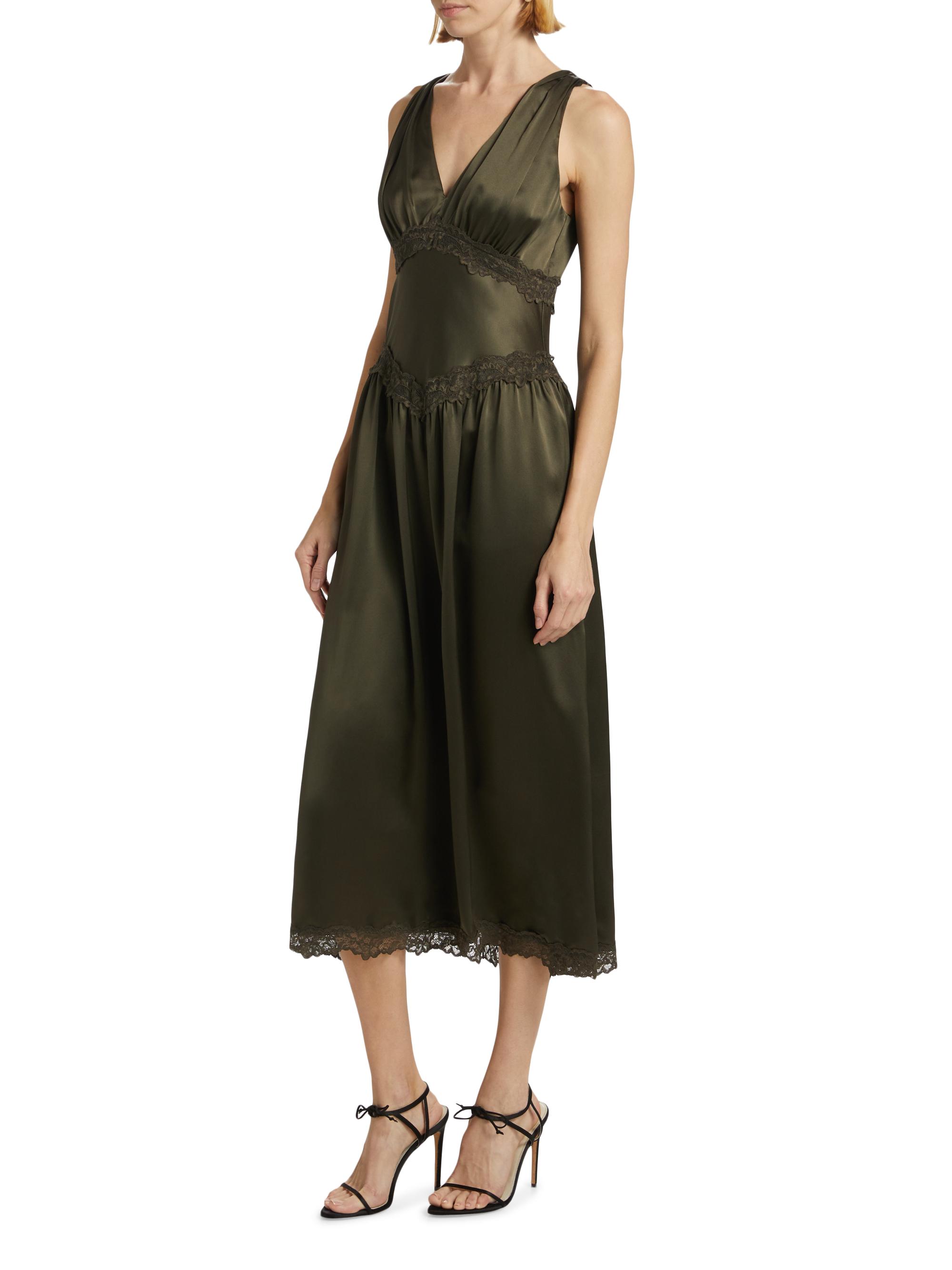 Reformation Stasia Lace-Trim Silk Dress | Saks Fifth Avenue