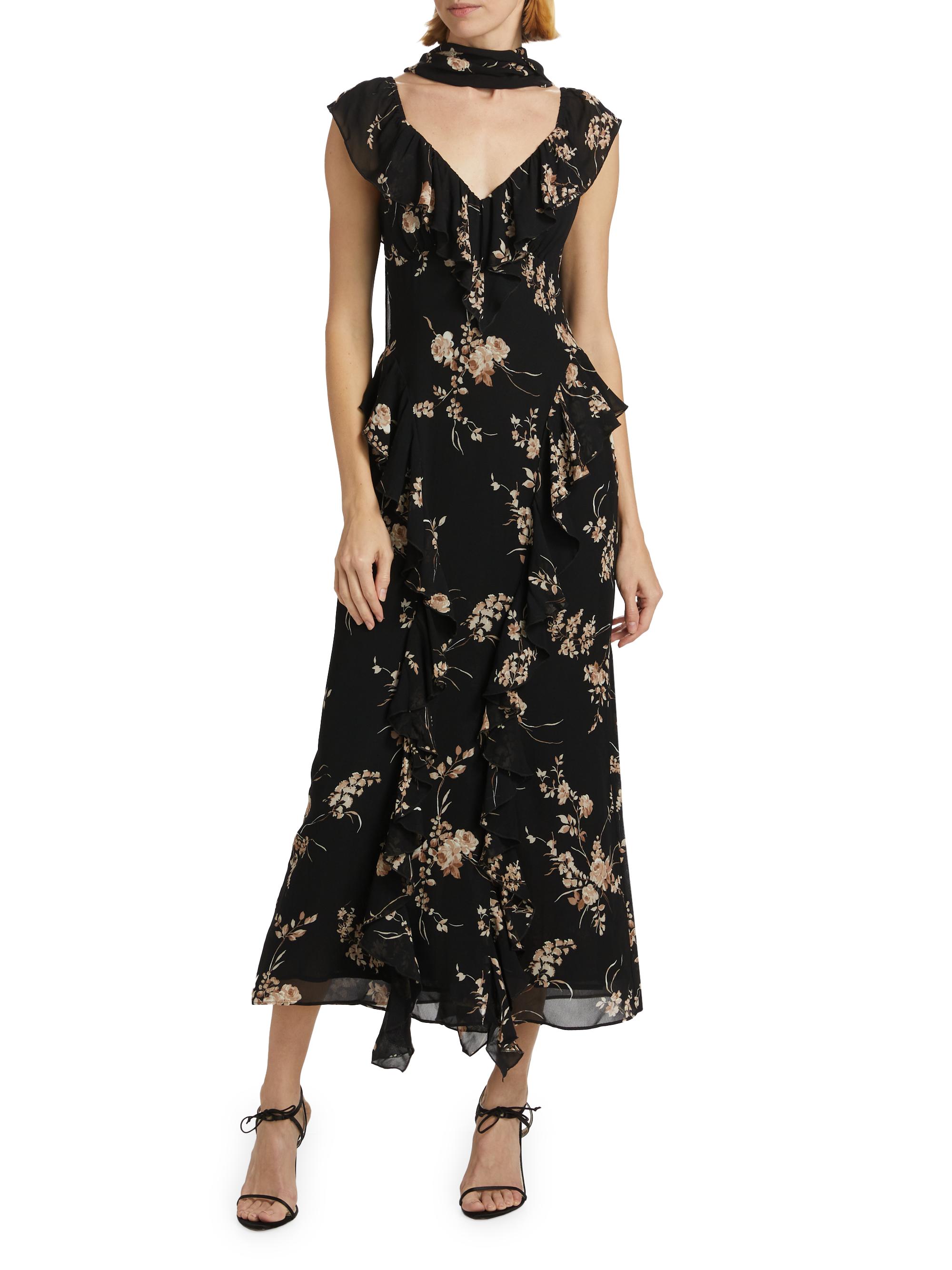 Reformation Silvana Floral Georgette Dress Saks Fifth Avenue