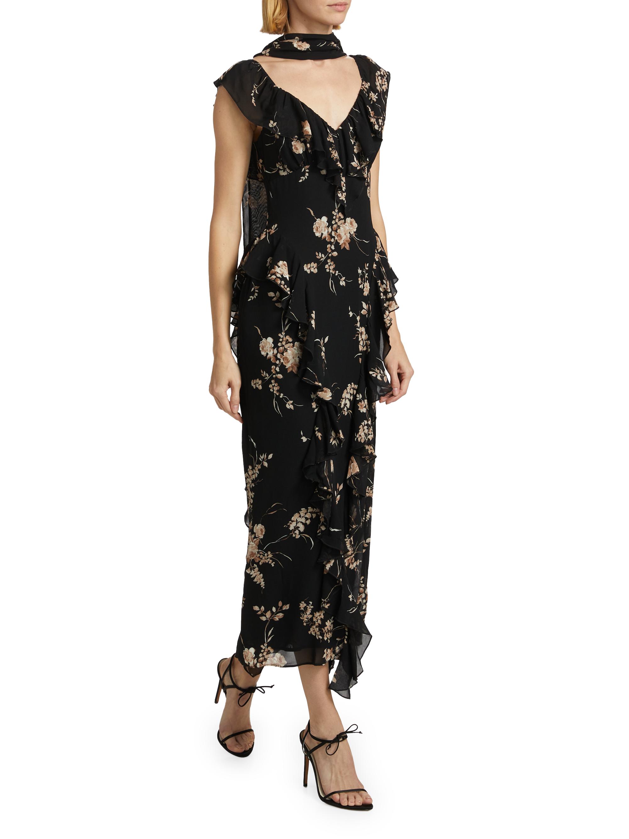 reformation black floral dress The Reformation Romance Collection Has Your Next Date Night Look Covered