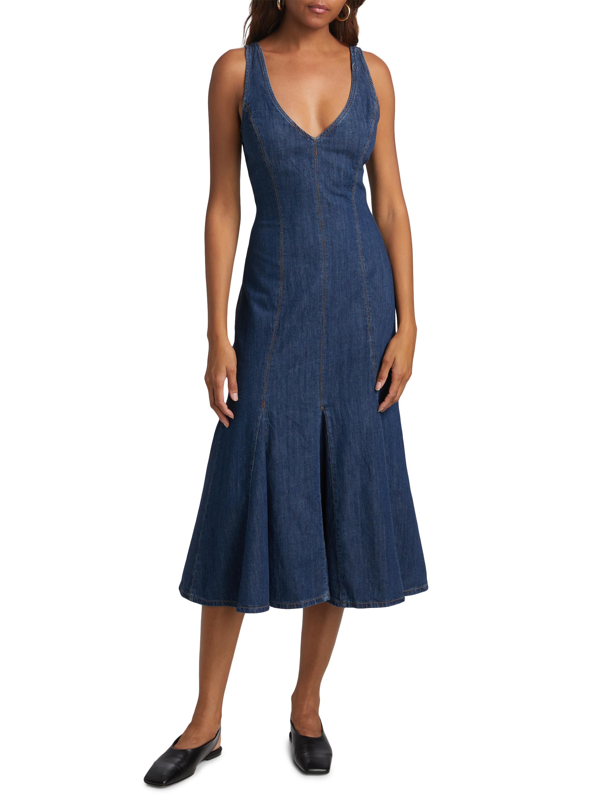 Reformation Serafina Denim Midi-Dress | Saks Fifth Avenue