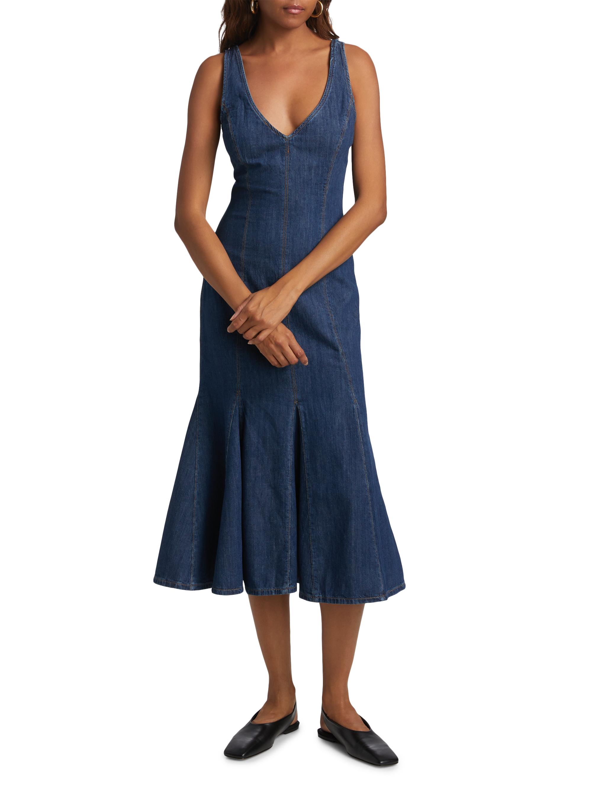 Reformation Serafina Denim Midi-Dress | Saks Fifth Avenue