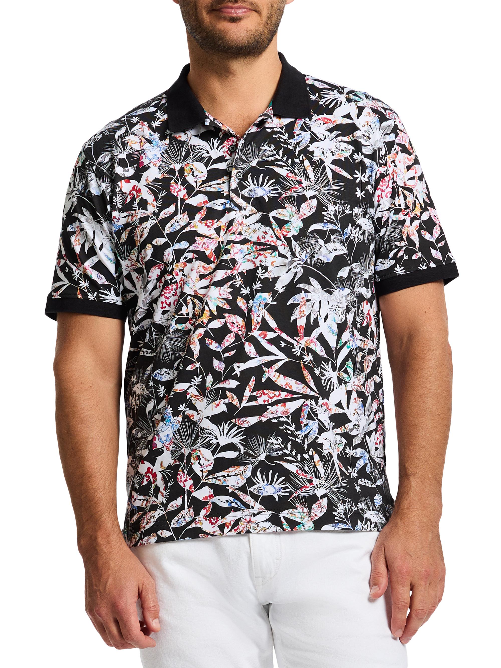 Robert Graham Men's Botanic Bloom Knit Polo Shirt - Black
