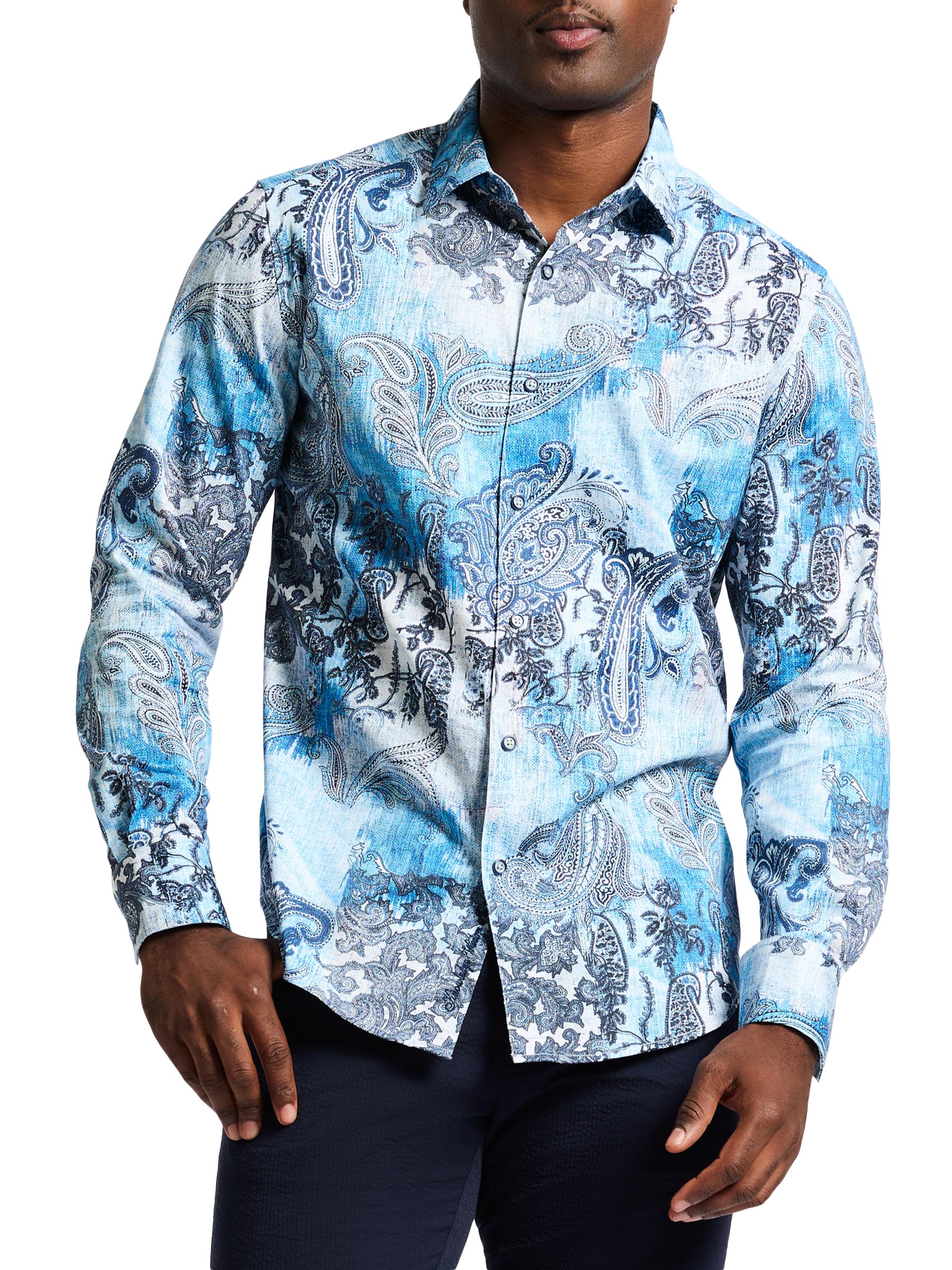Robert Graham Men's Patmos Woven Shirt - Light Blue