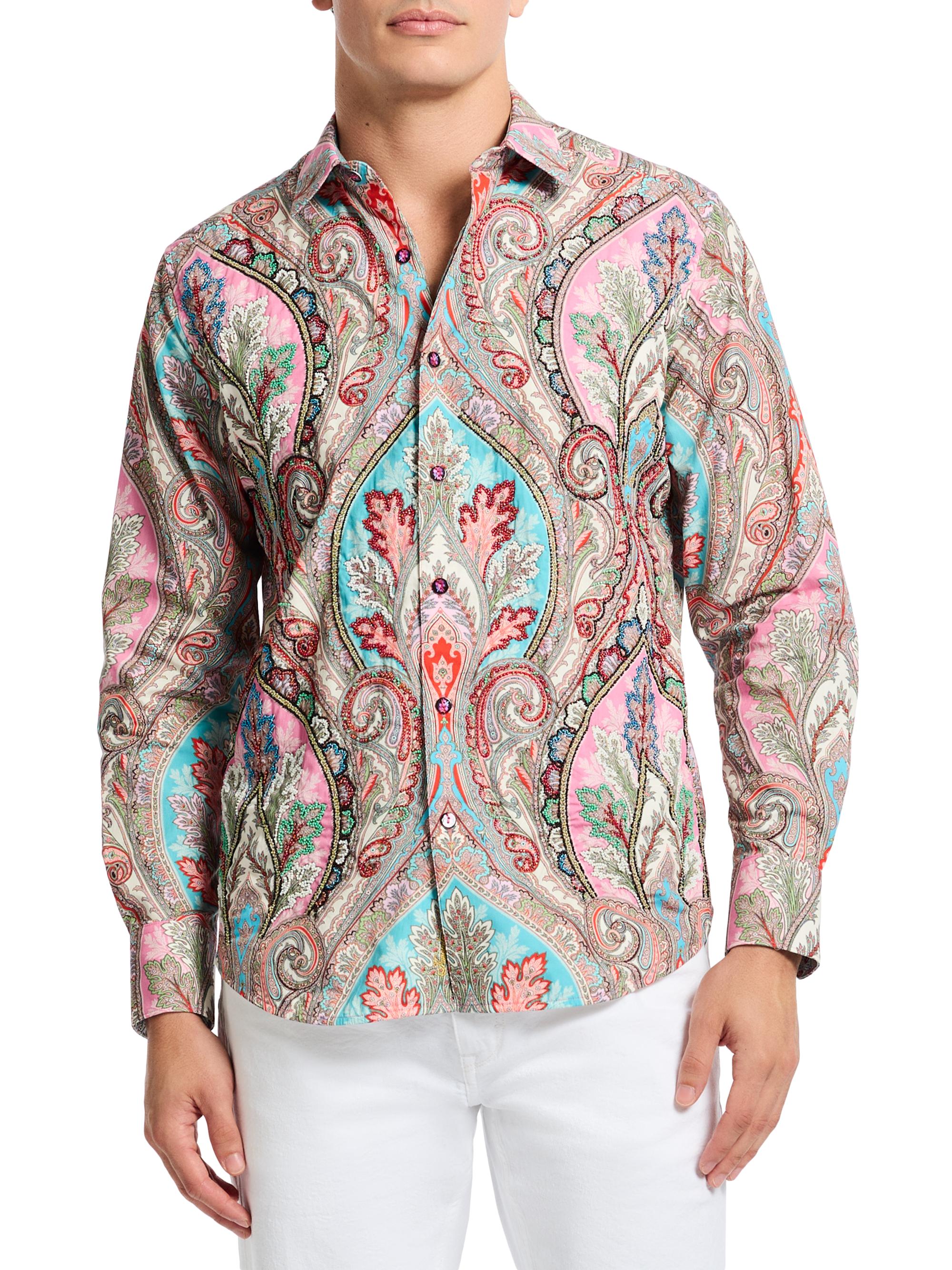 Robert Graham Men's Paisley Stretch-Cotton Button-Front Shirt