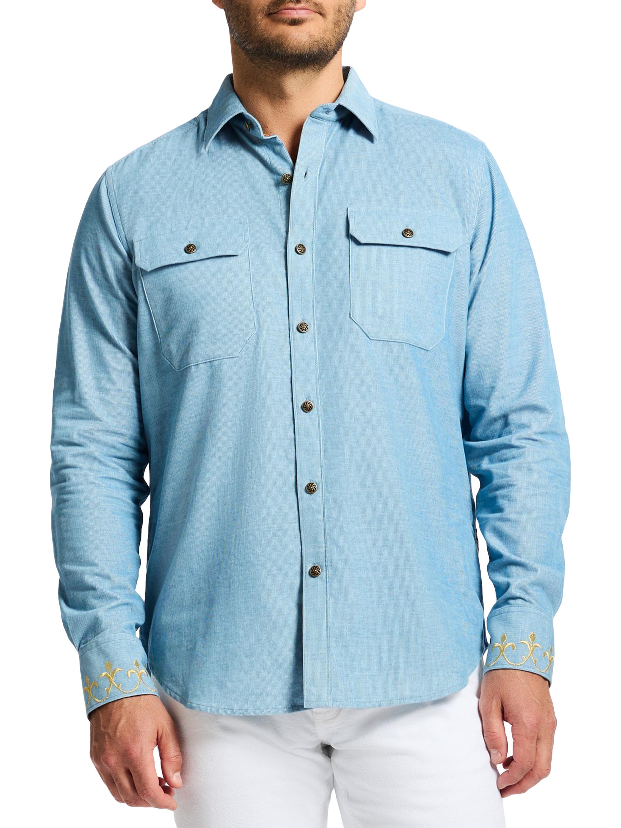 Robert Graham Men's Le Corduroy Woven Shirt - Blue