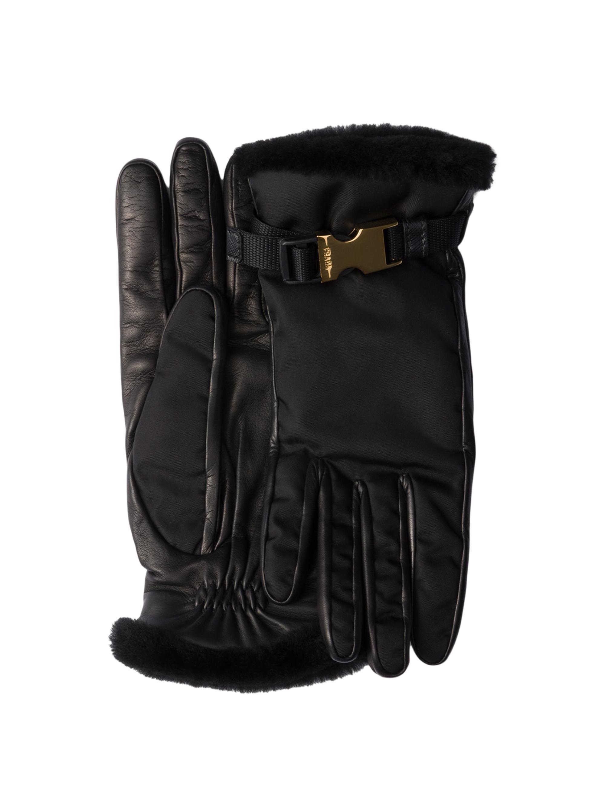Prada Women's Re-Nylon and Shearling Gloves - Black