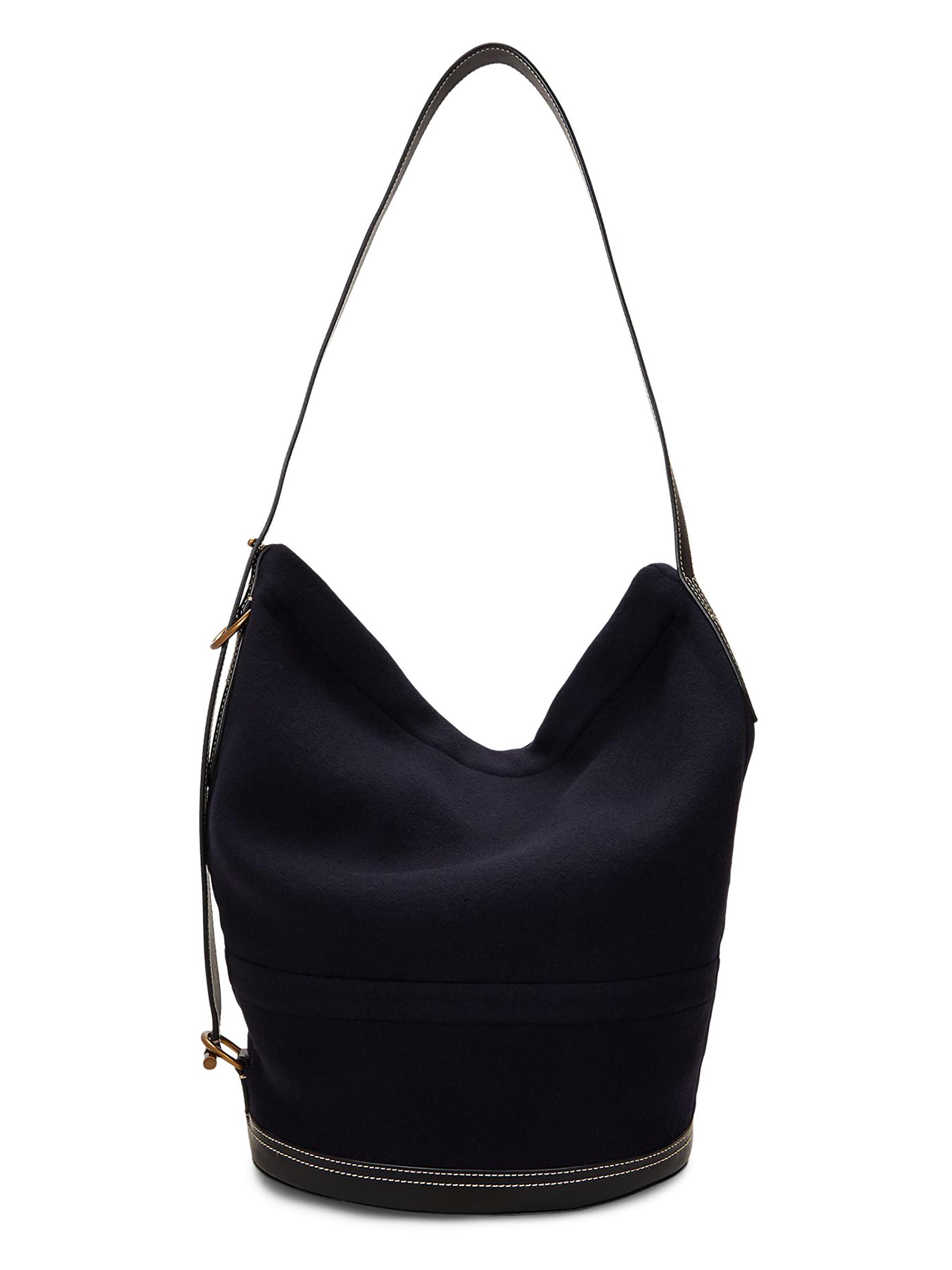 Polo Ralph Lauren Women's Slouched Wool-Blend & Leather Bucket Bag - Navy