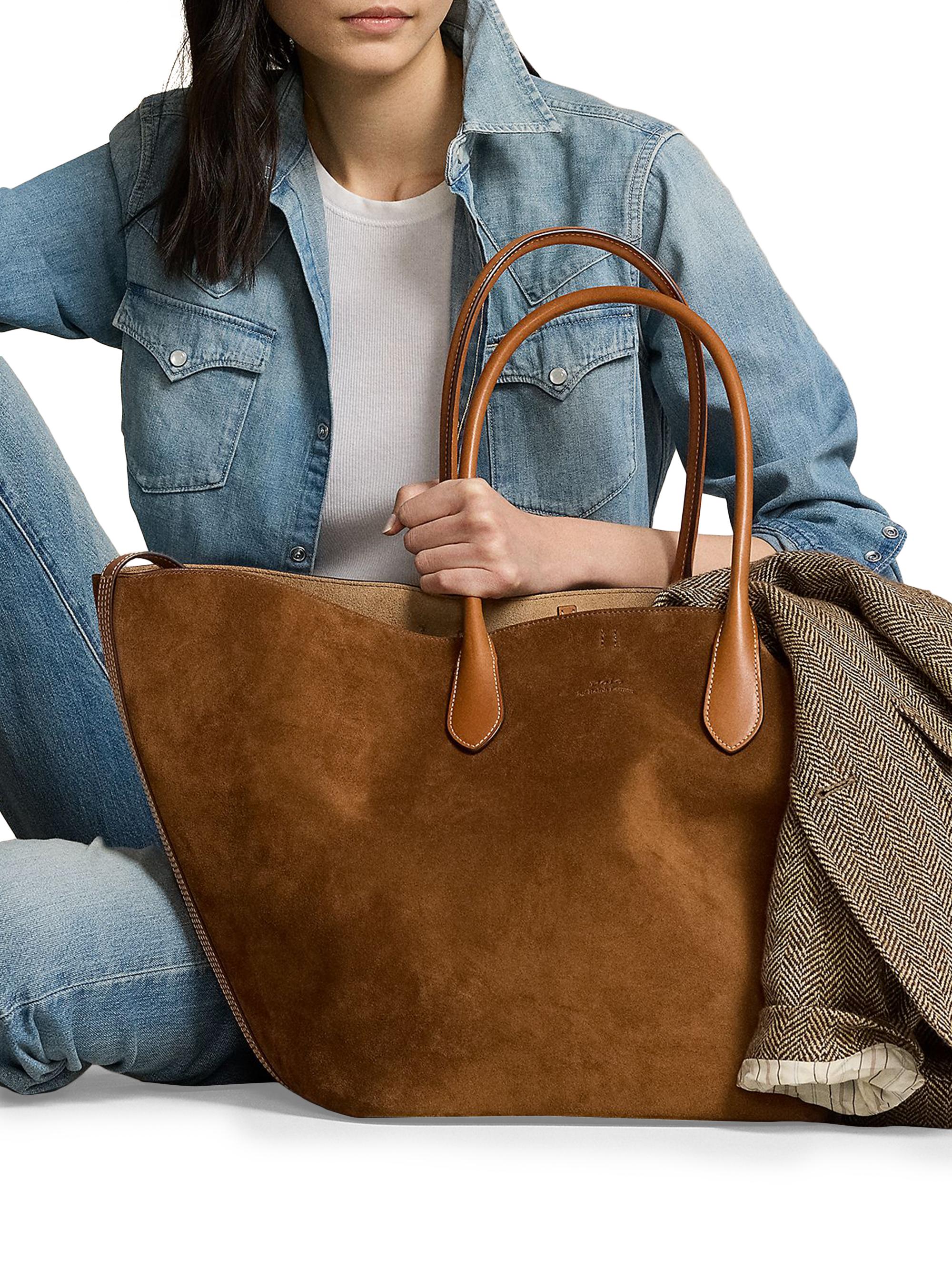 Suede Polo Ralph Lauren Handbag Leather Tote Ralph Lauren Large